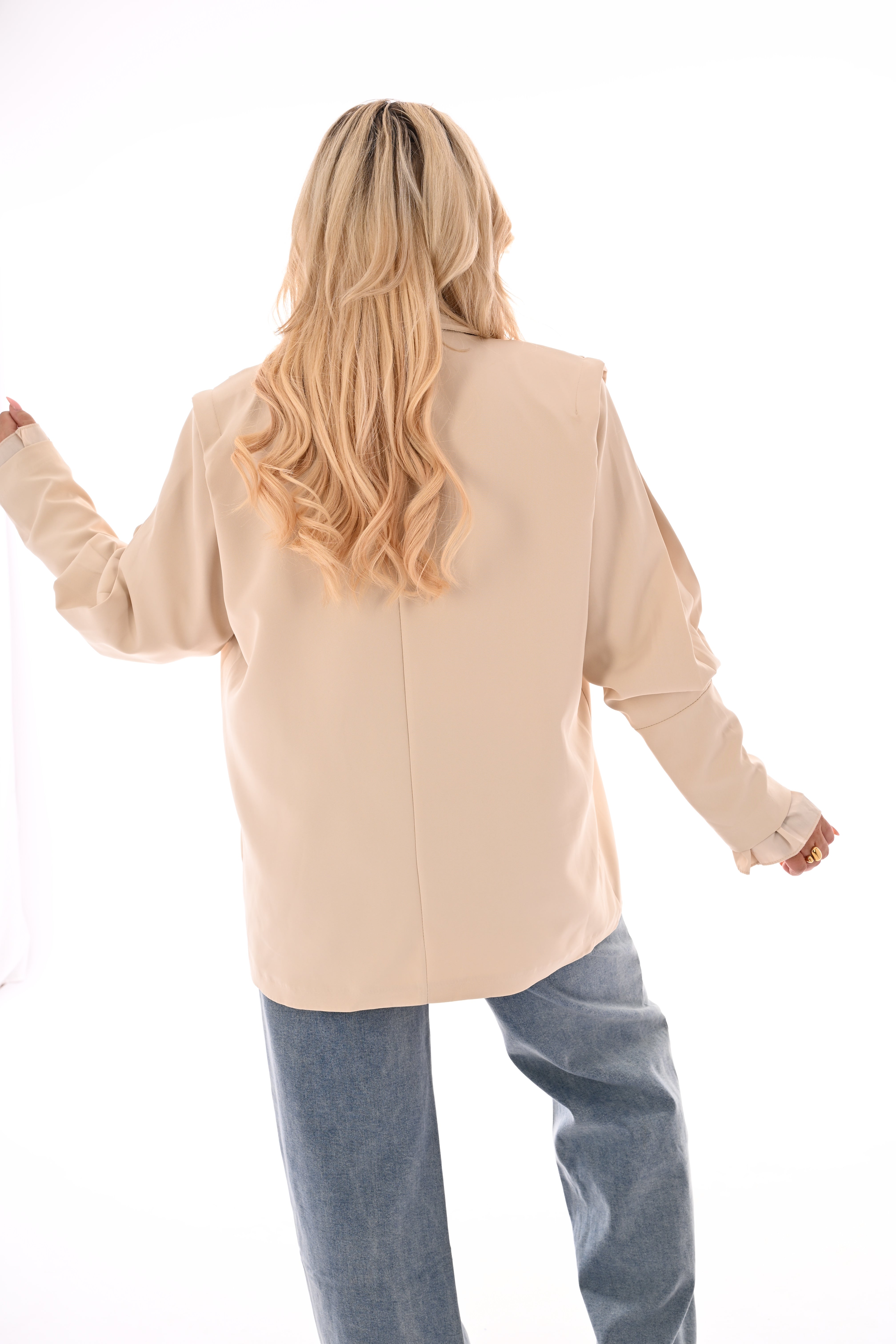 Blazer plooien uni beige