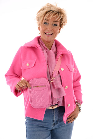 Kleine crossbody dubbele rits roze