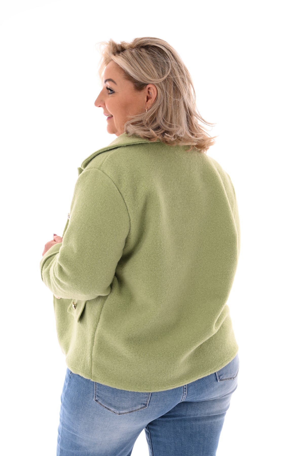 Kort jasje met knopen pistache