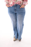 G-smack wide leg met split jeansblauw