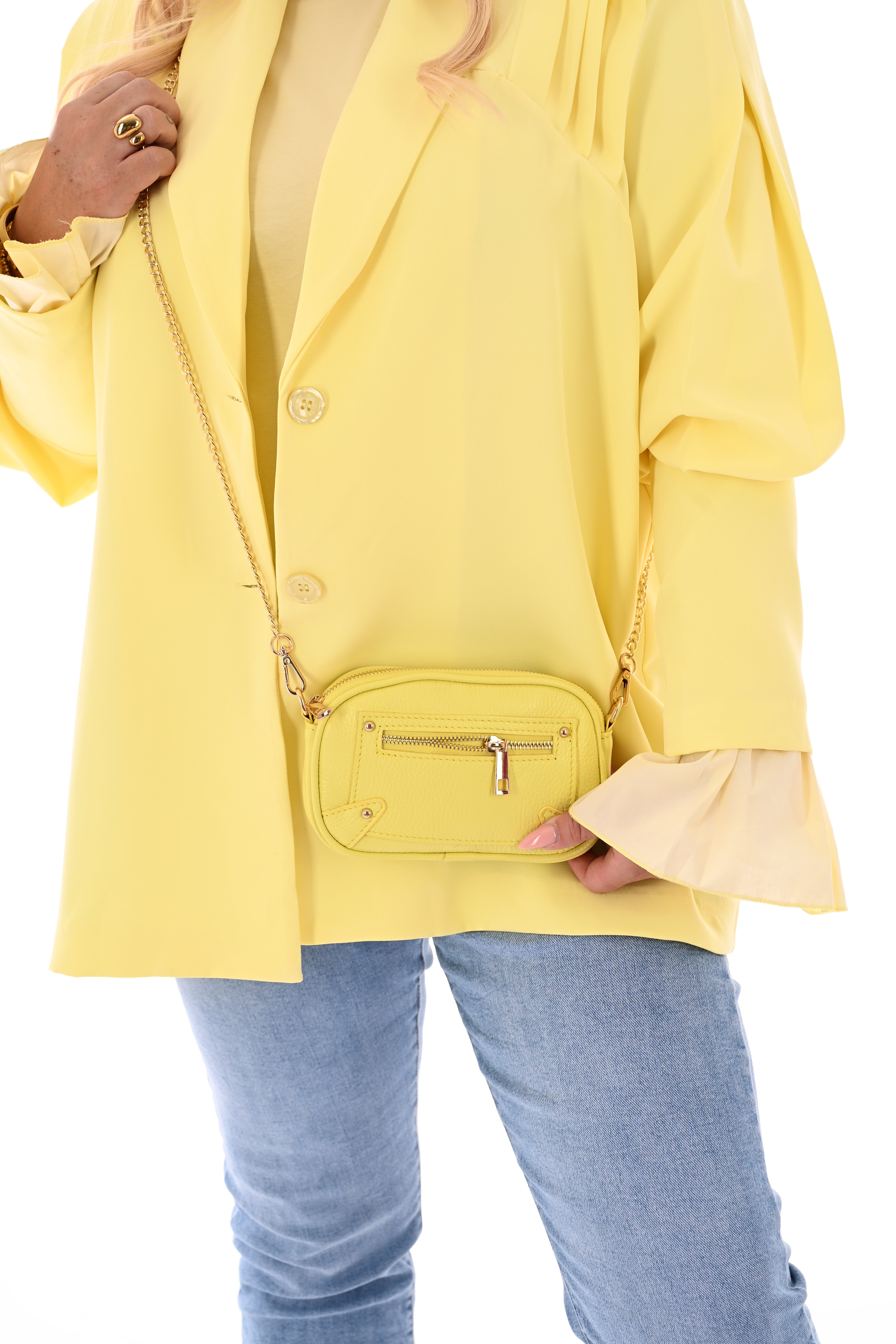 Kleine tas ritsdetail geel