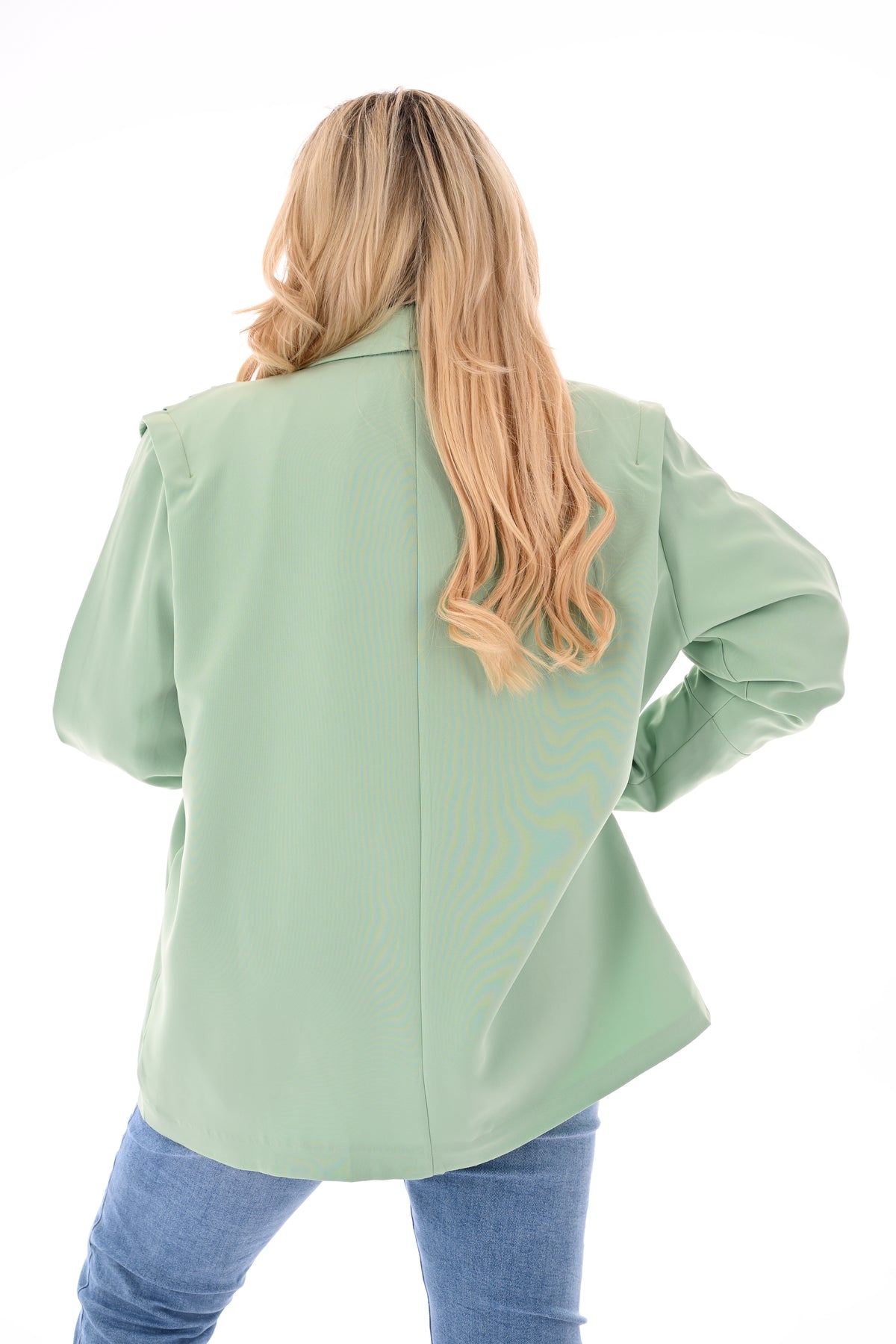 Blazer plooien uni lindegroen