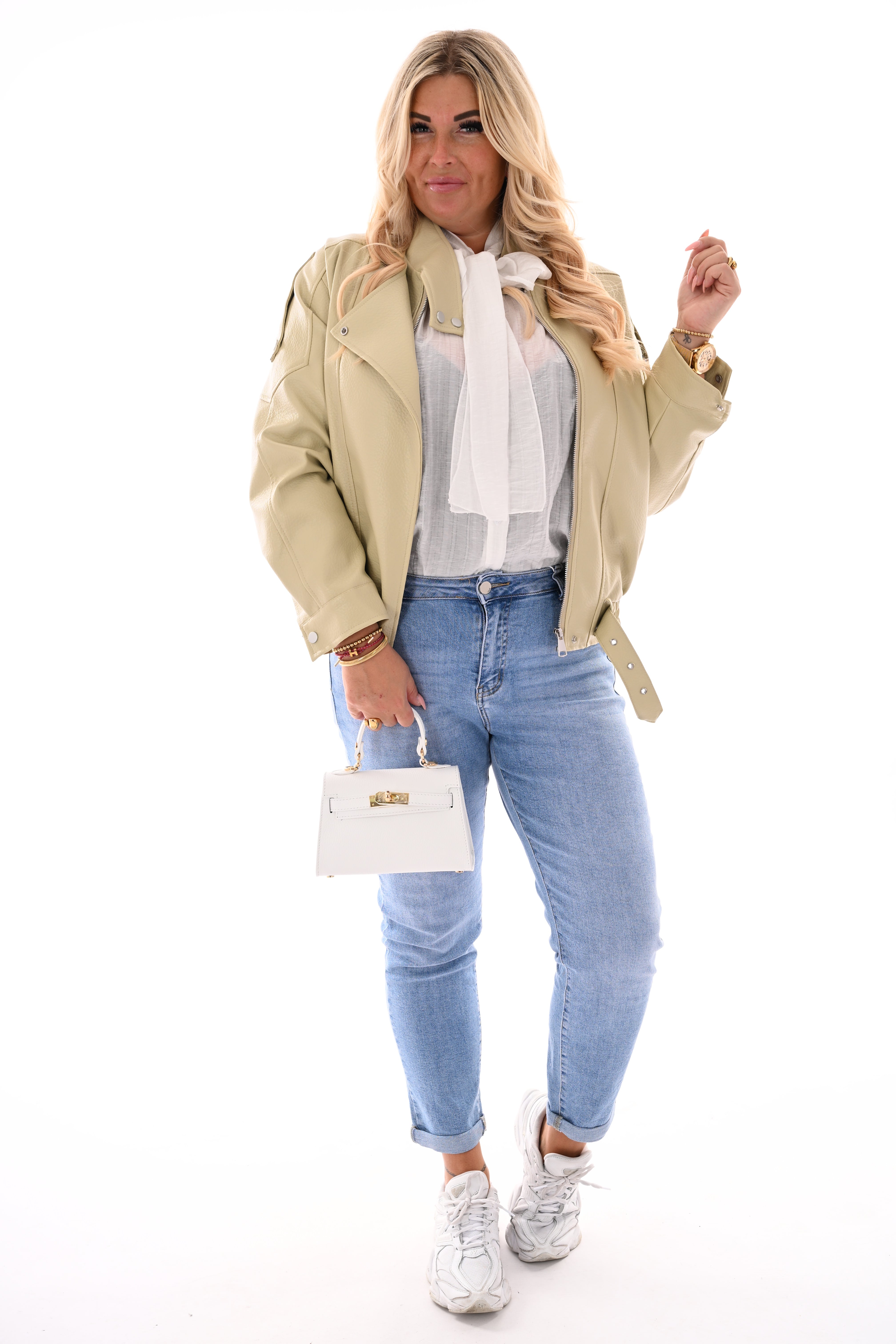 Leatherlook bomber lichtgroen