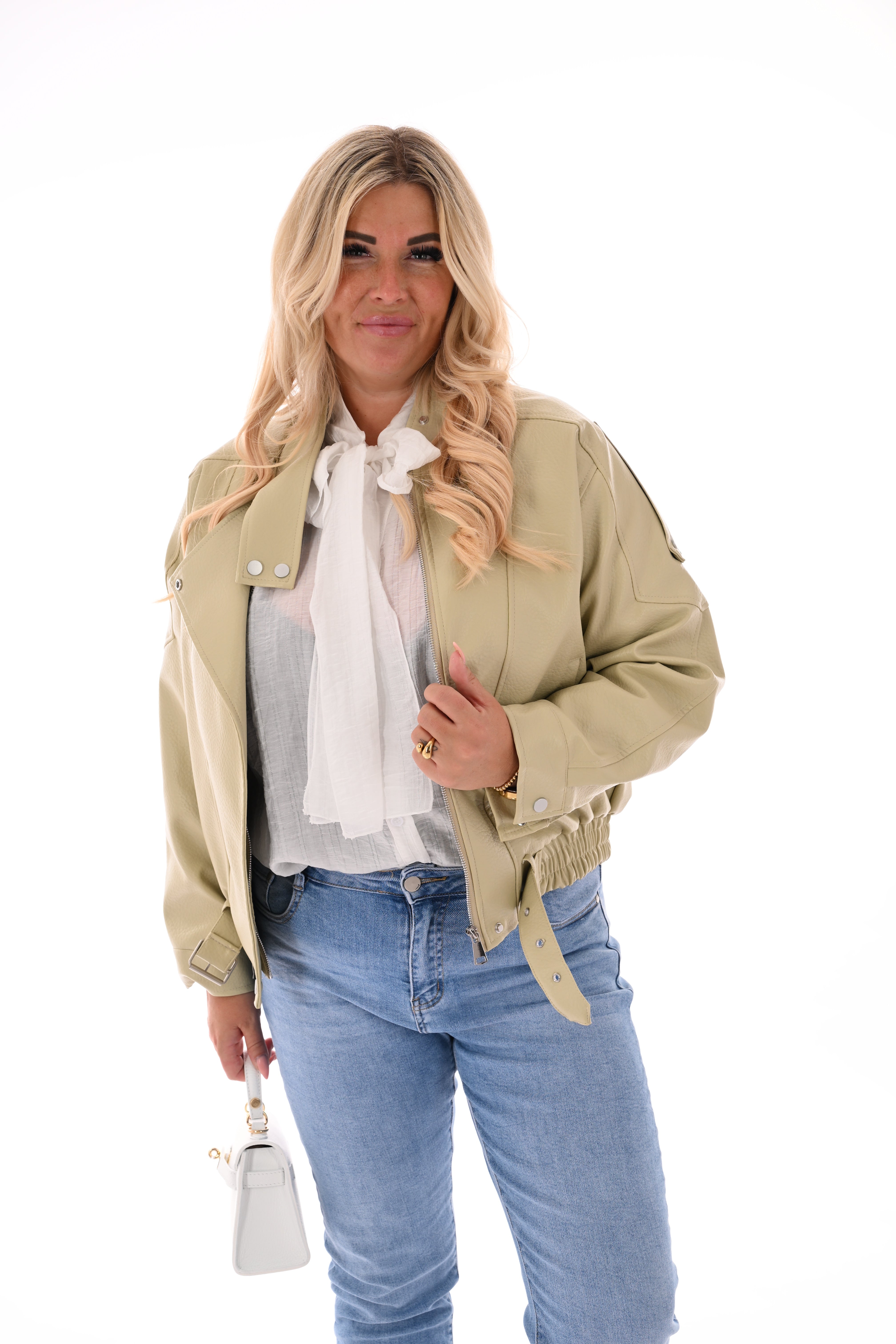 Leatherlook bomber lichtgroen