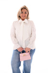 Blouse kant detail met strik roomwit