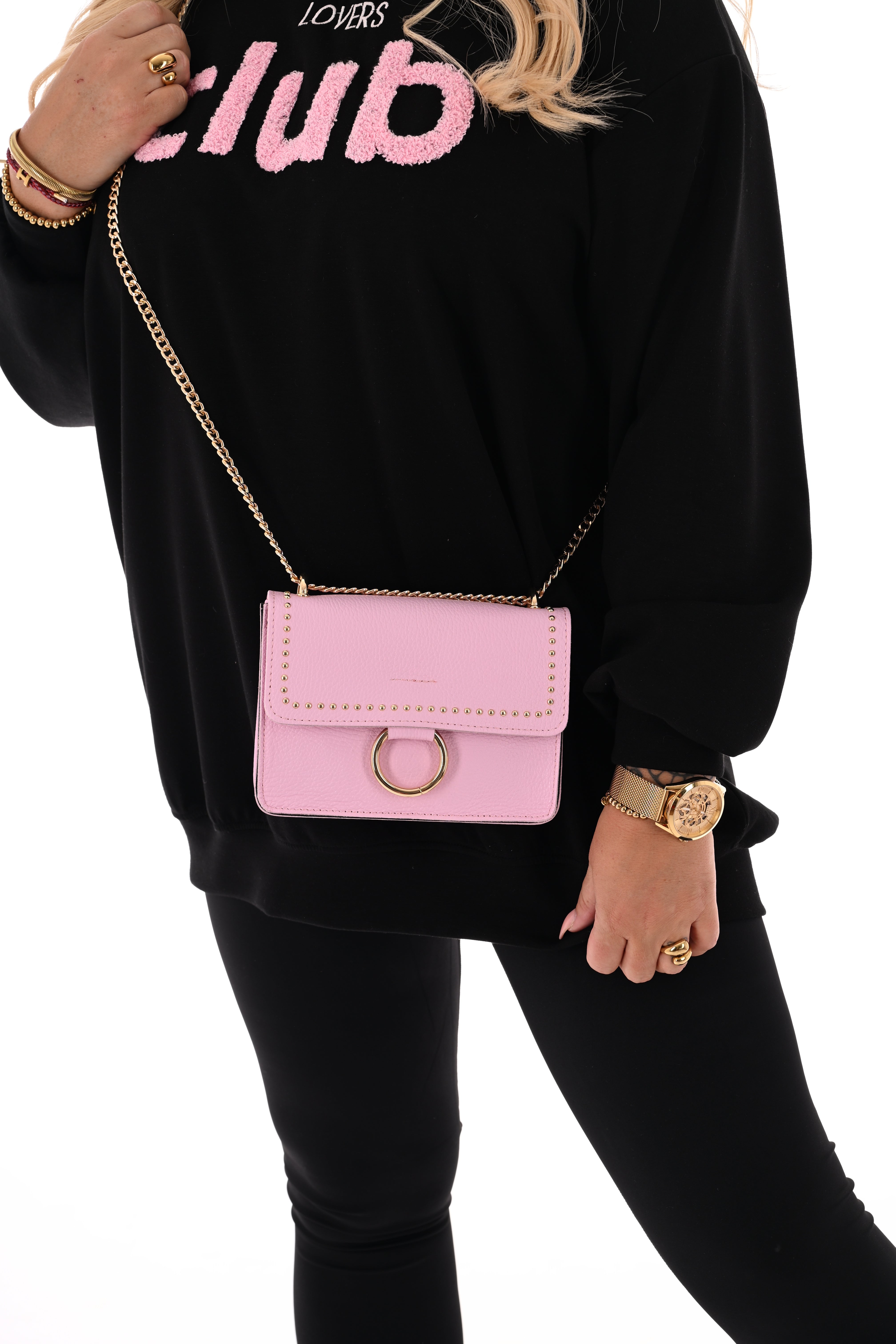 Kleine tas studs cirkel lichtroze