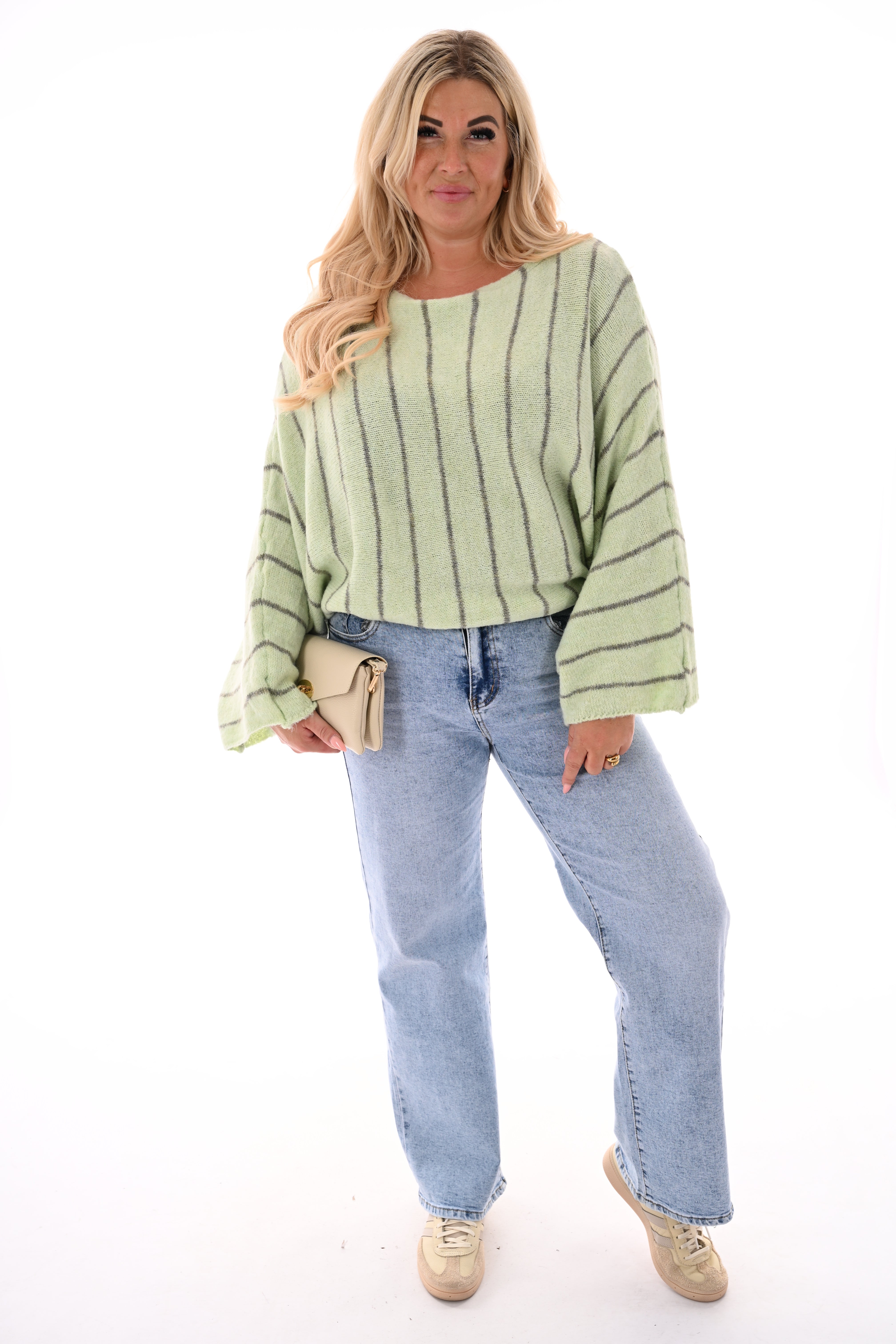 Vleermuis trui streepjes lichtgroen