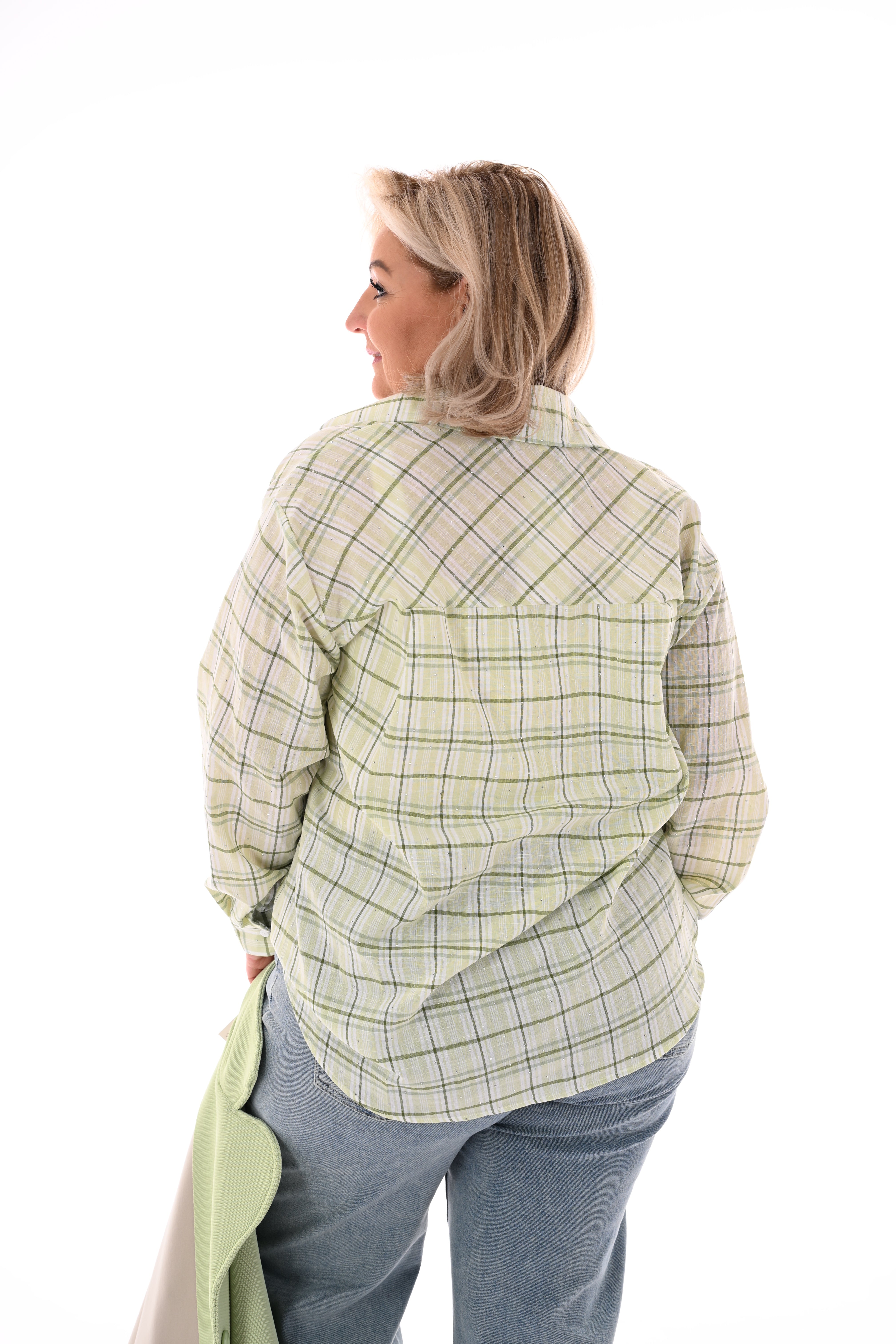 Blouse strepen strass lichtgroen