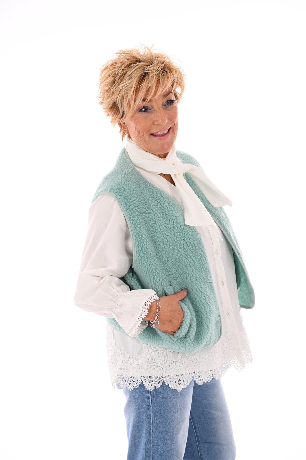 Teddy gilet mintgroen