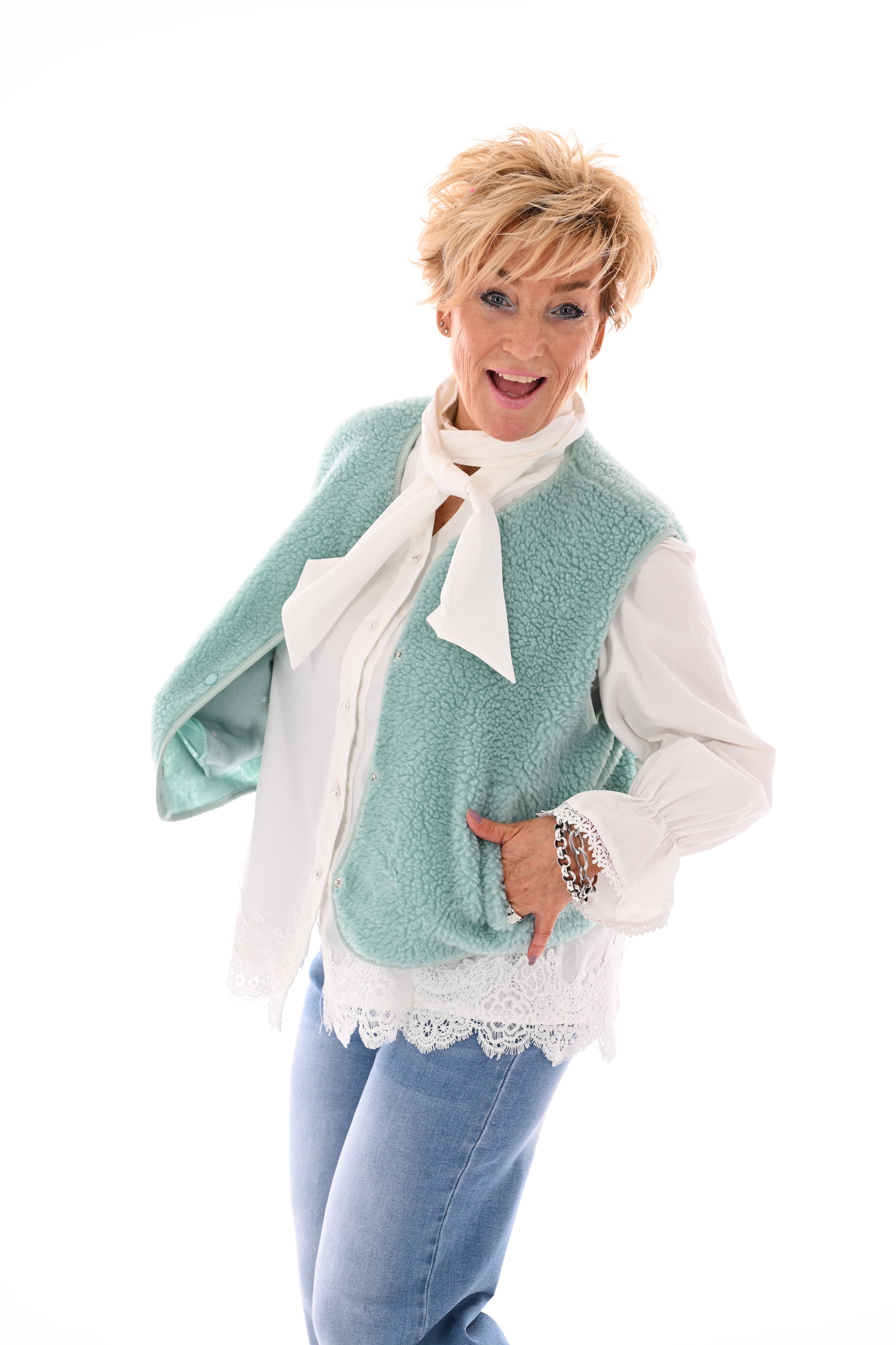 Teddy gilet mintgroen