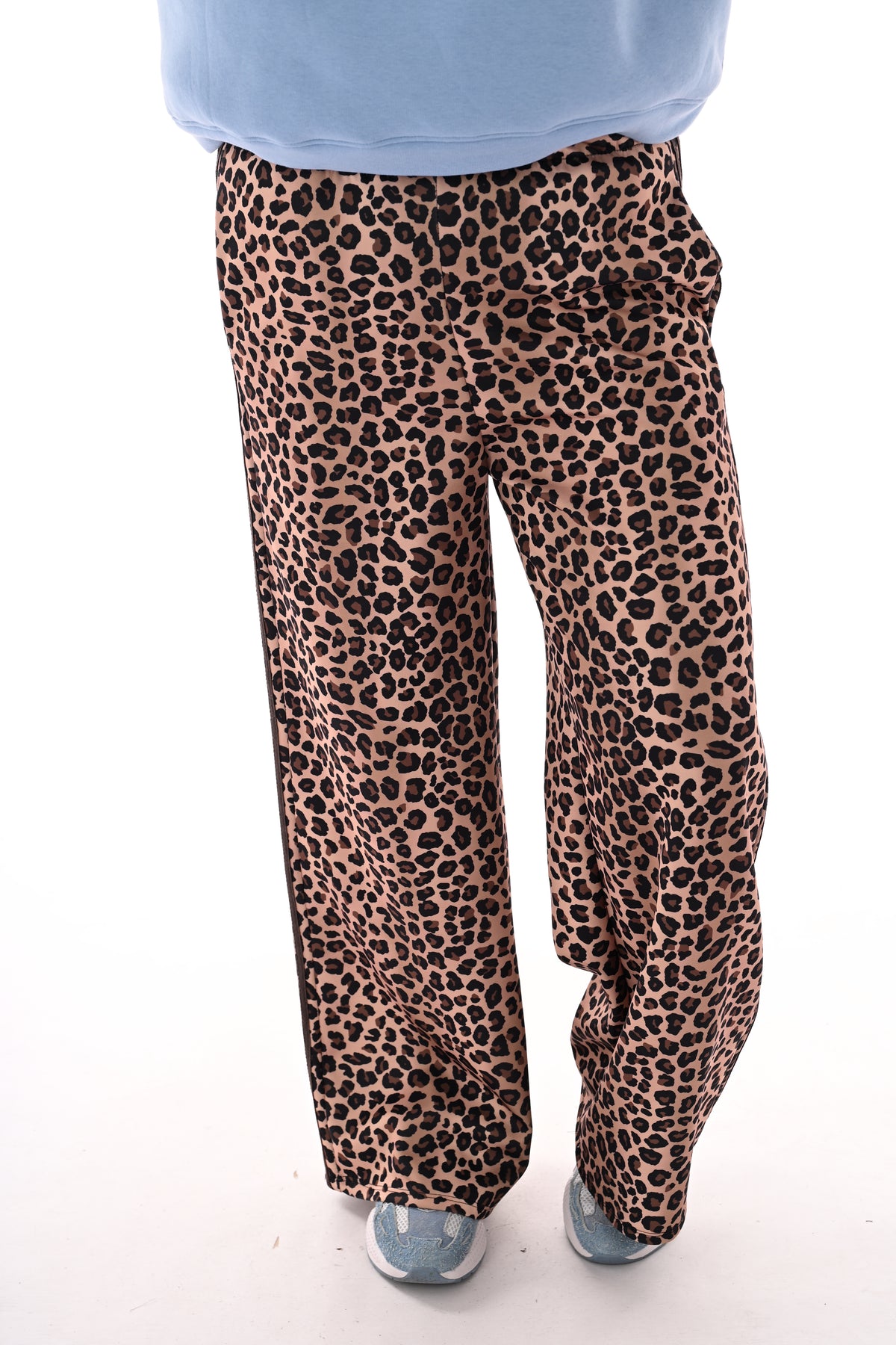 Wijde broek panterprint camel/bruin