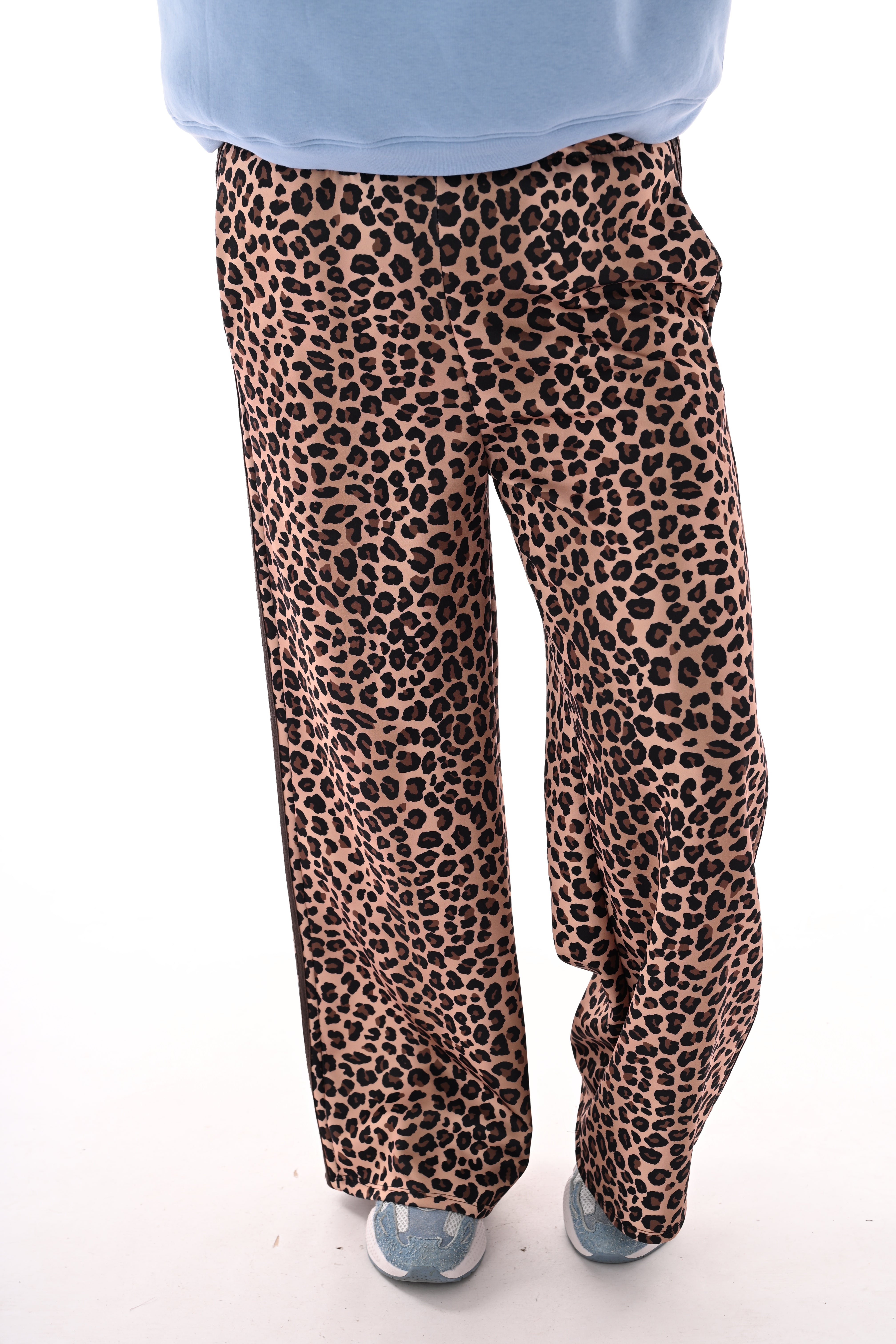 Wijde broek panterprint camel/bruin