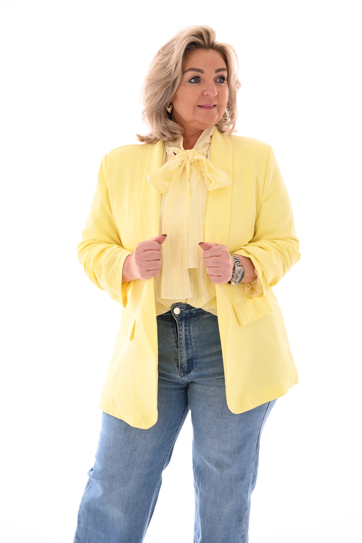 Blazer ophaalmouwen uni geel