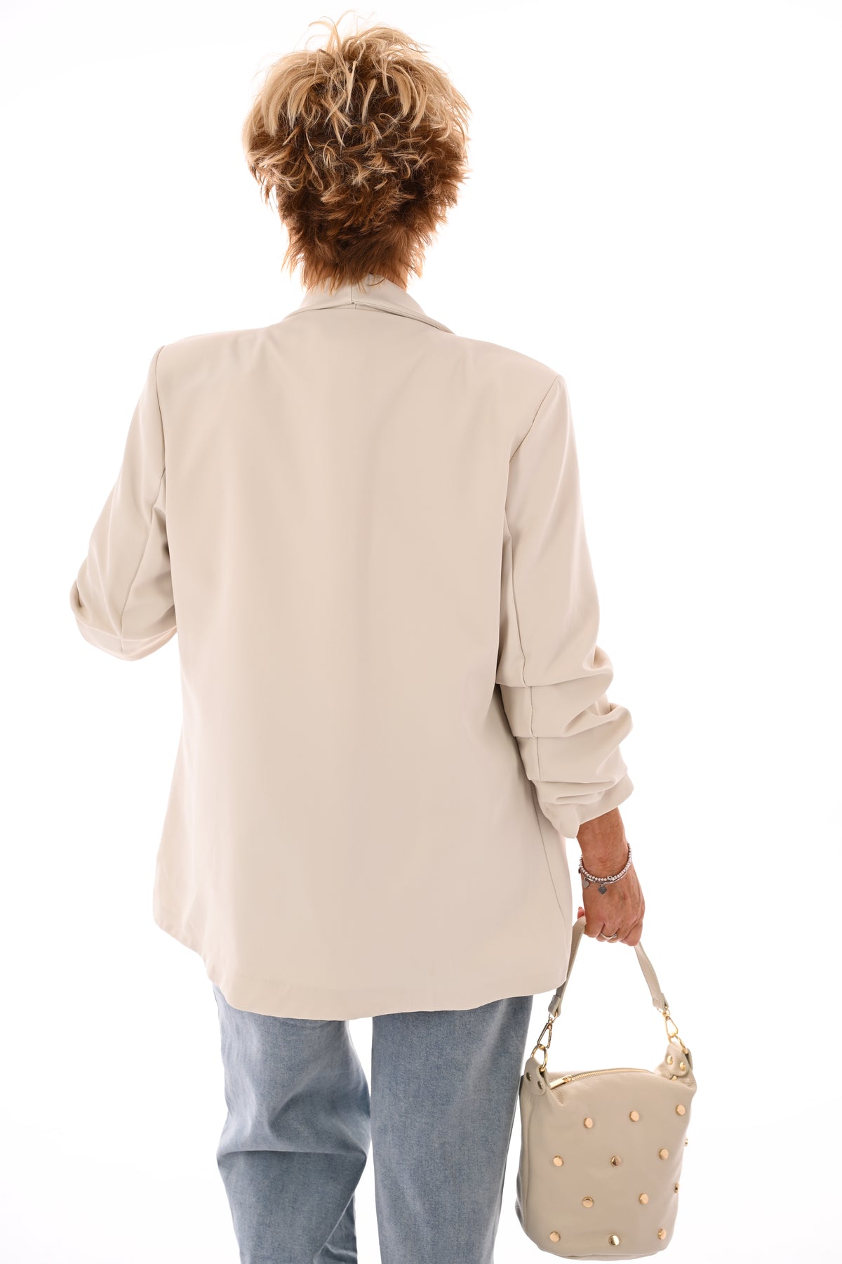 Blazer ophaalmouwen uni beige