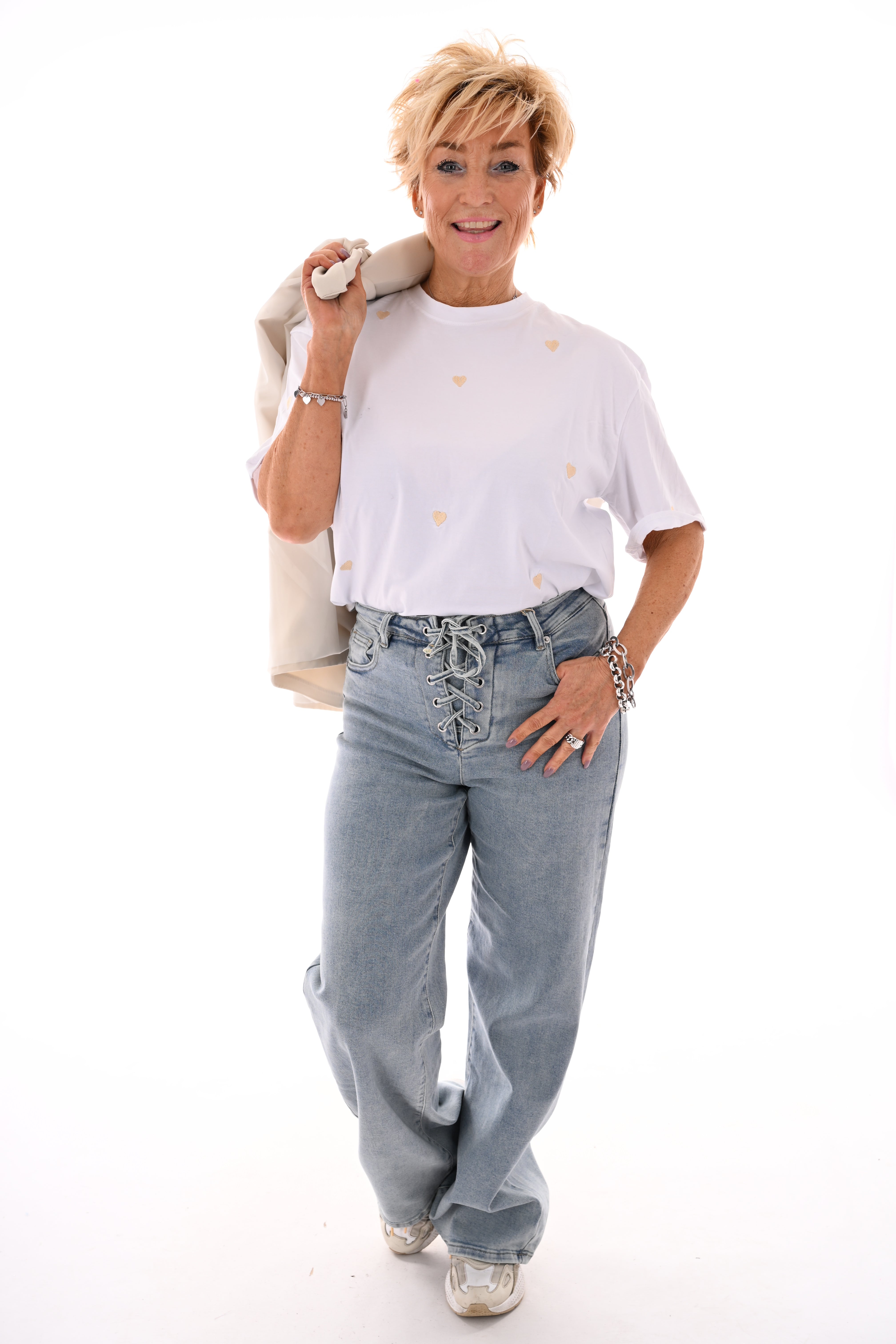 T-shirt hartjes roomwit