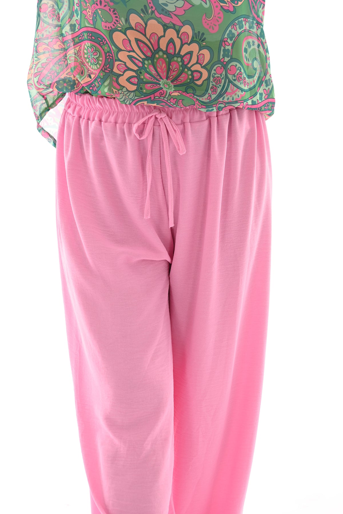 Wijde broek uni roze