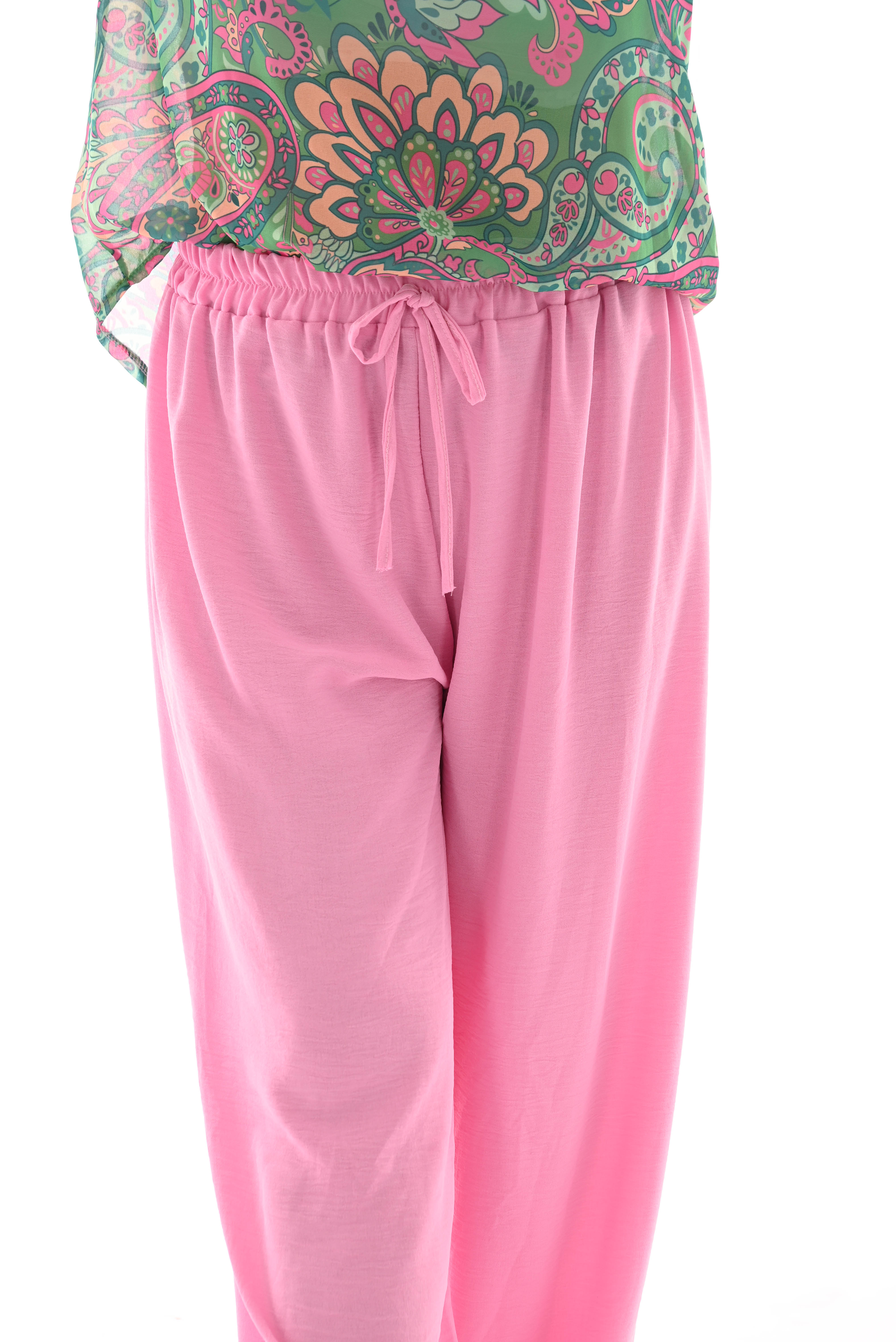 Wijde broek uni roze
