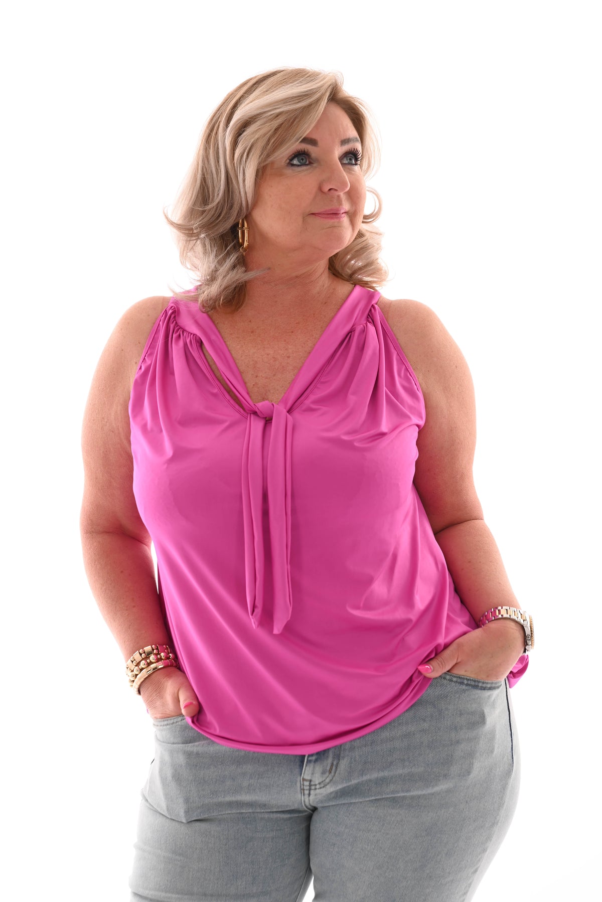 Haltertop uni magenta