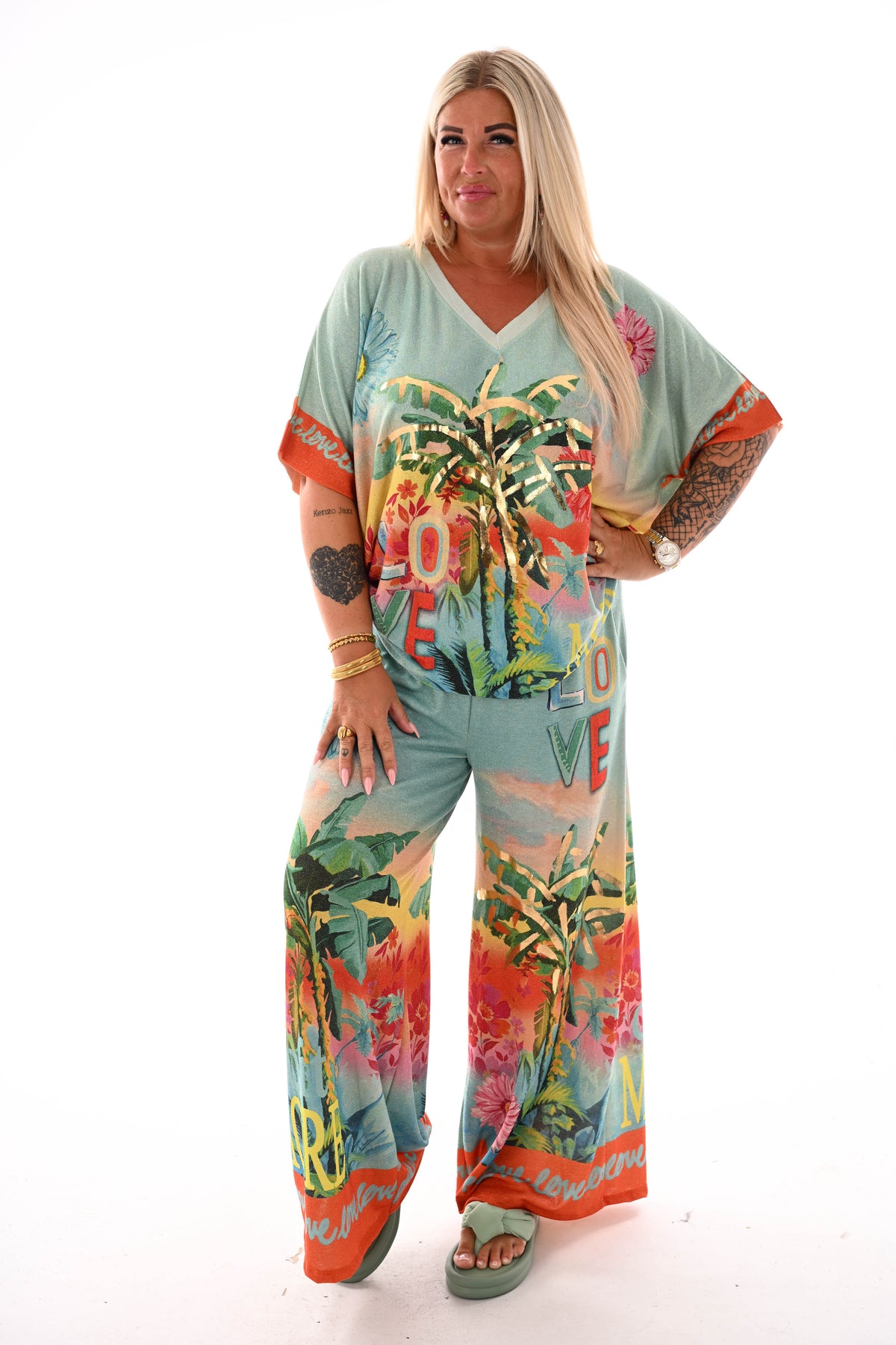 Tweedelig set tropical turquoise