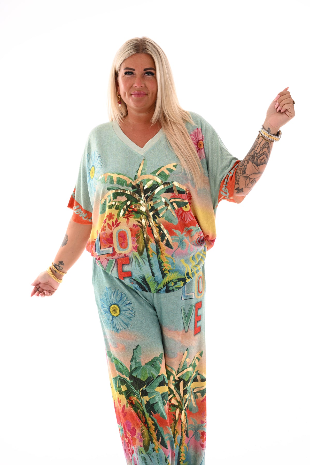 Tweedelig set tropical turquoise