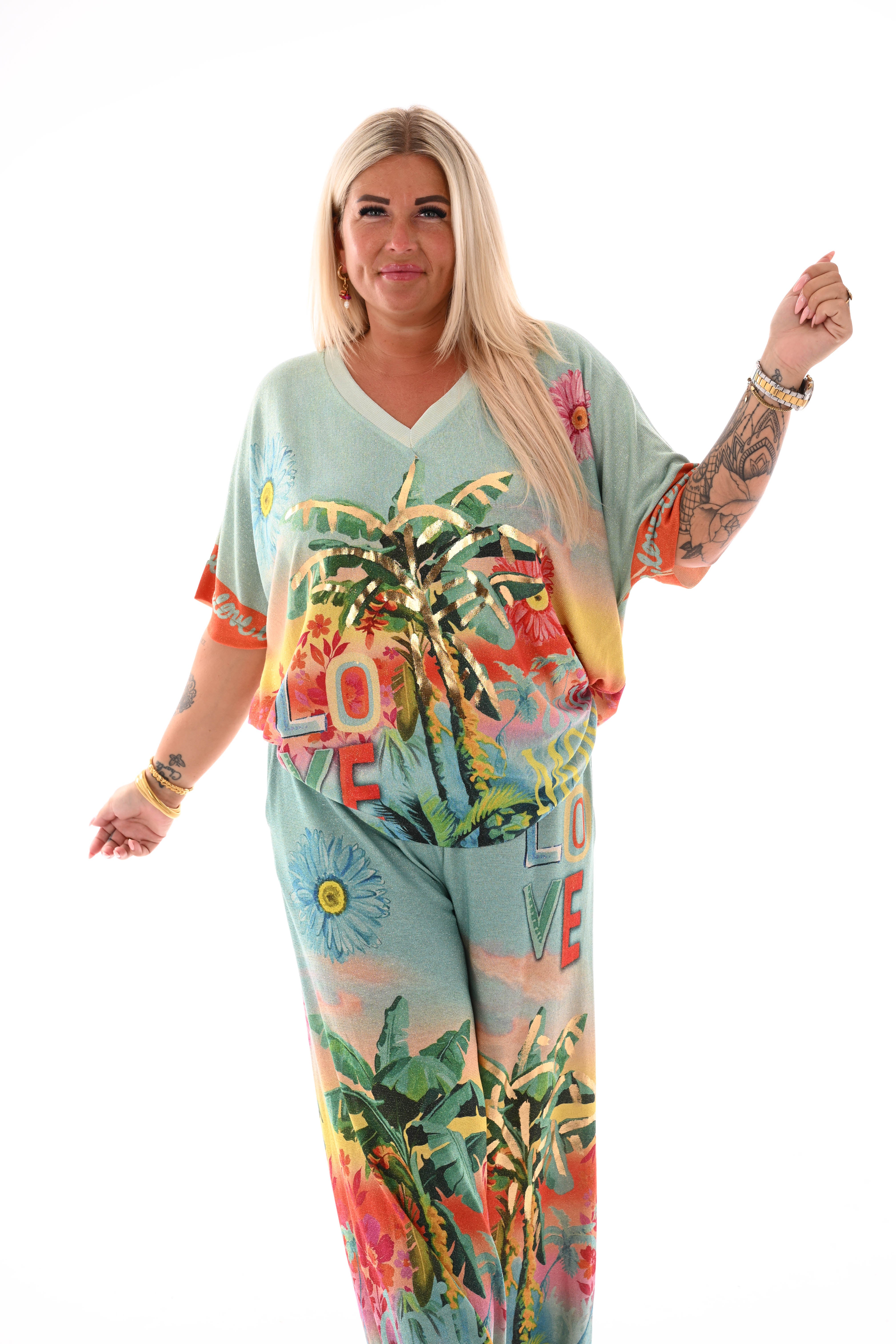 Tweedelig set tropical turquoise