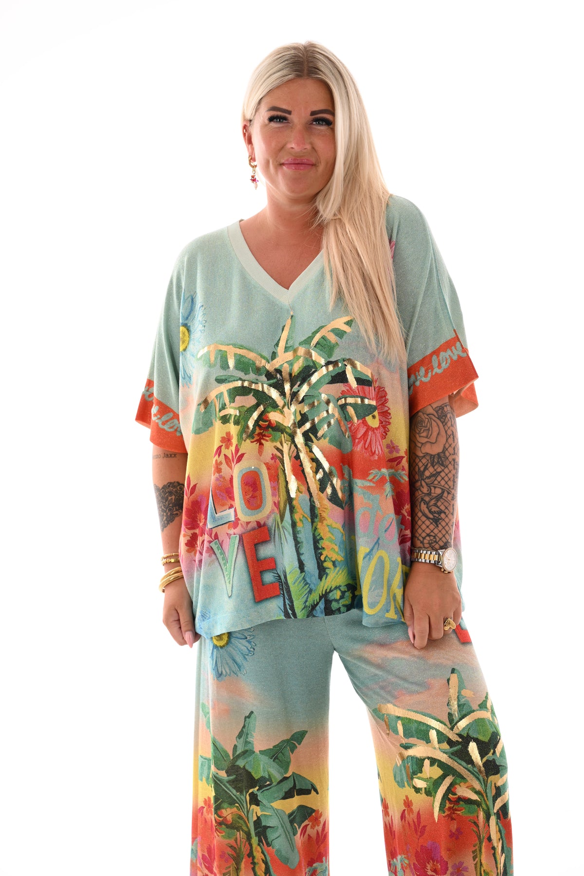 Tweedelig set tropical turquoise