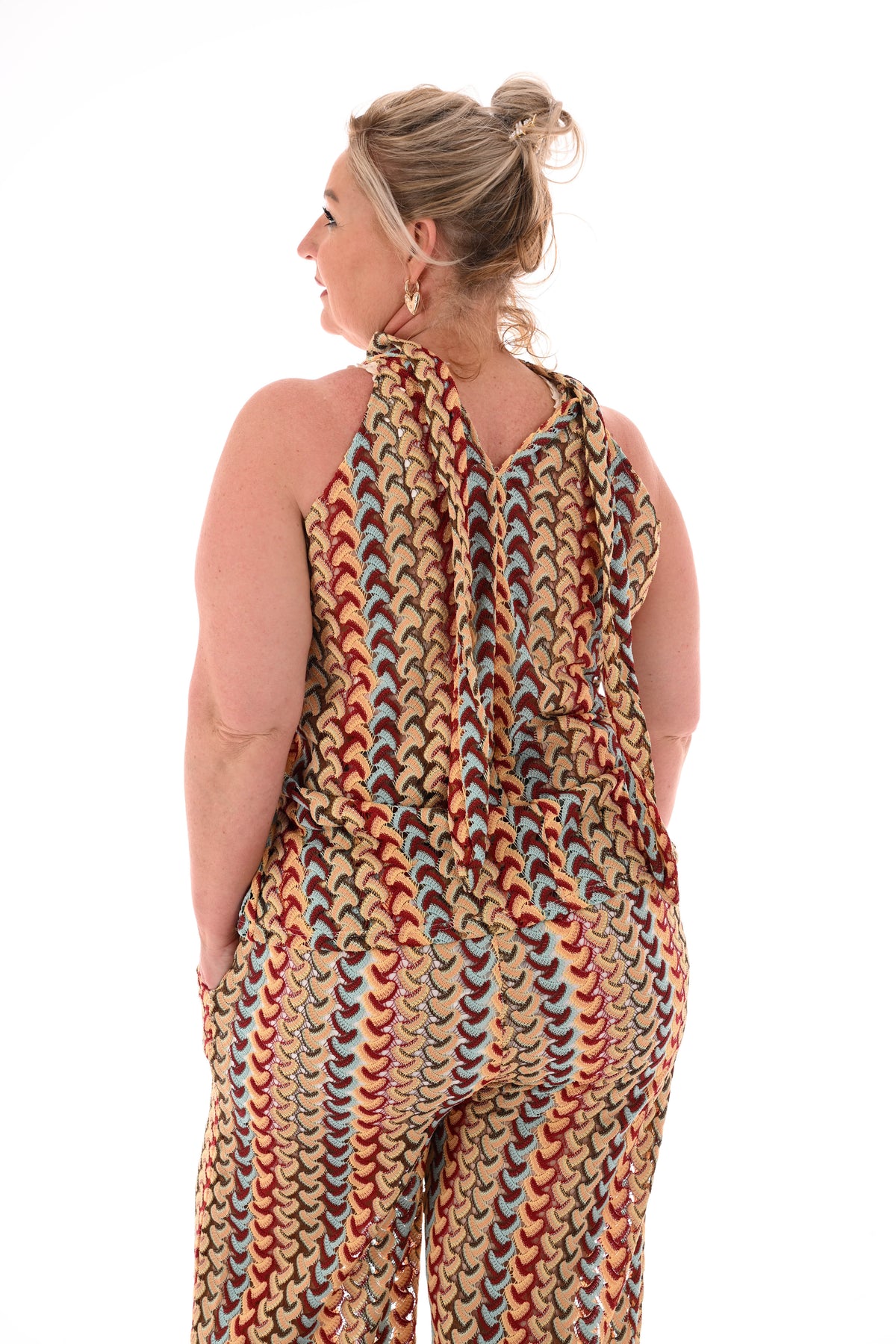 Tweedelig set halter top gehaakt lichtblauw