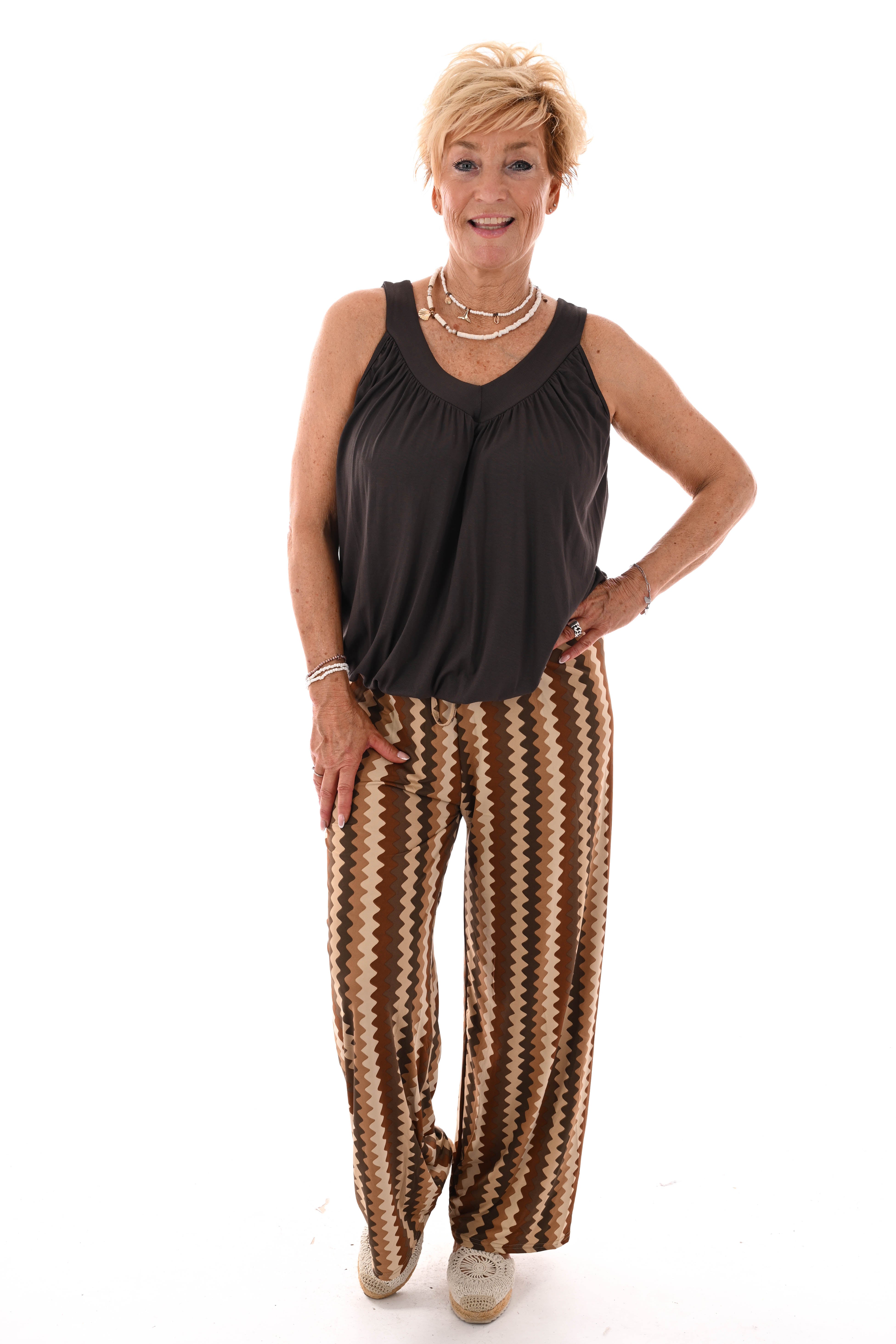 Broek zigzag bruin