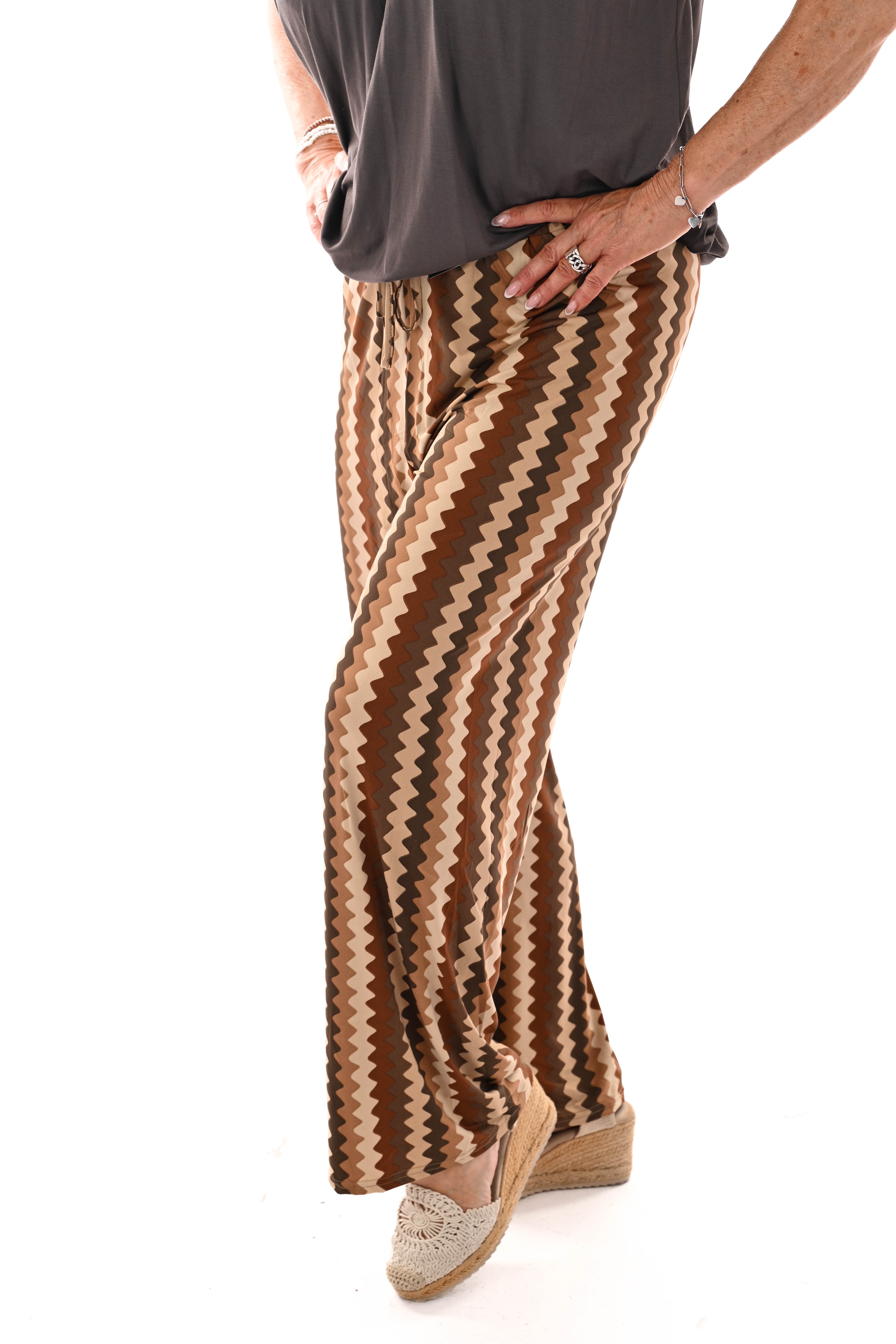 Broek zigzag bruin