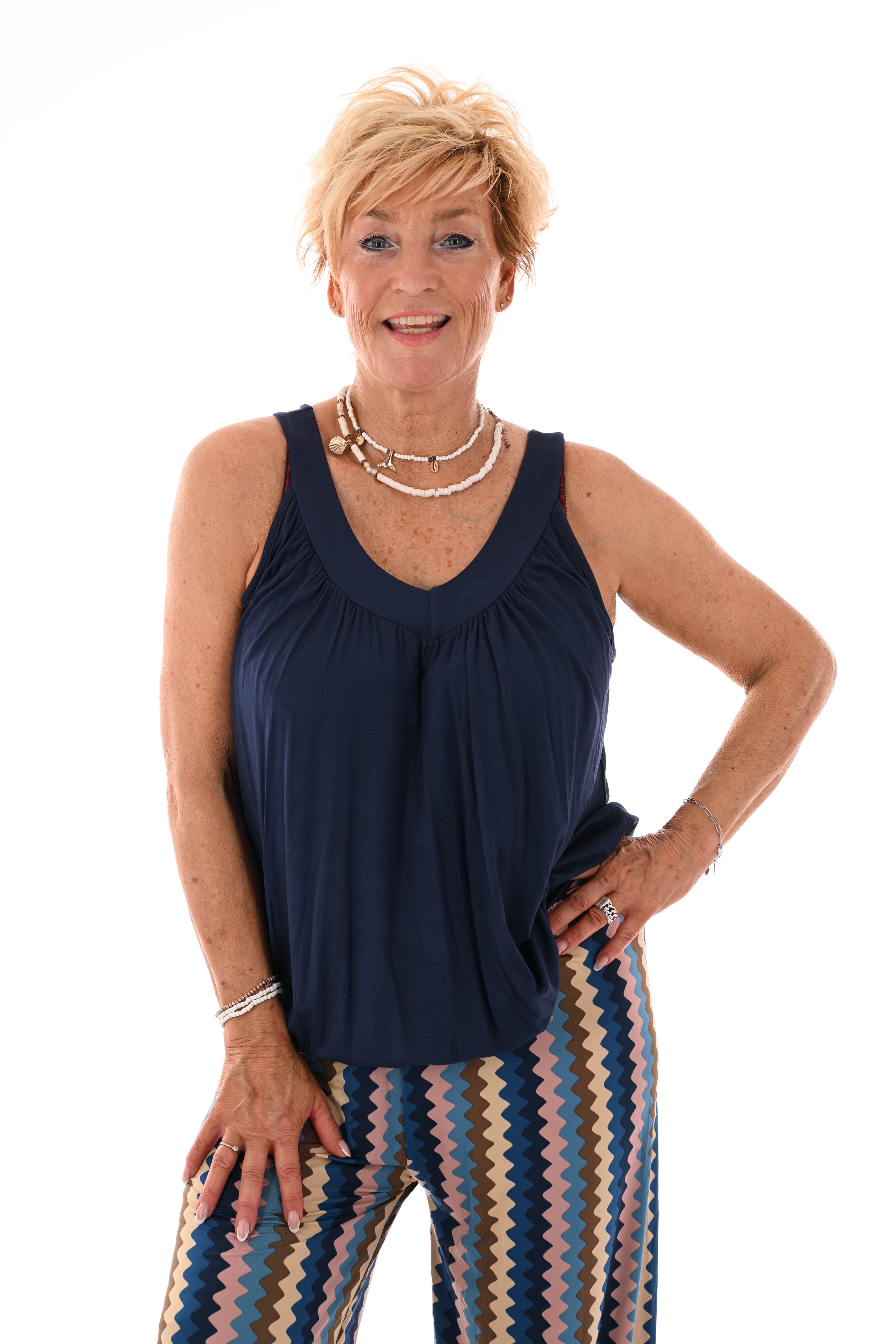 Basic ballon top v-hals marineblauw
