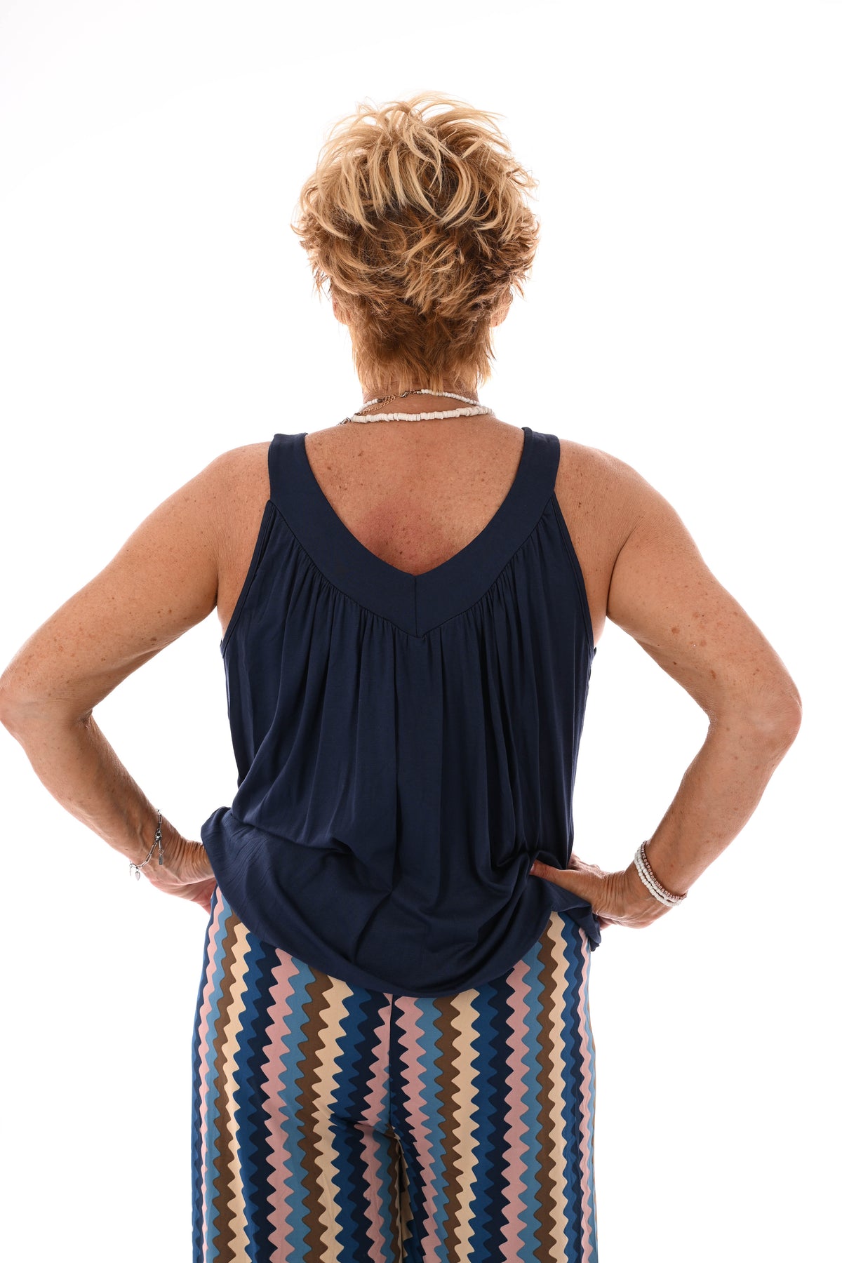 Basic ballon top v-hals marineblauw