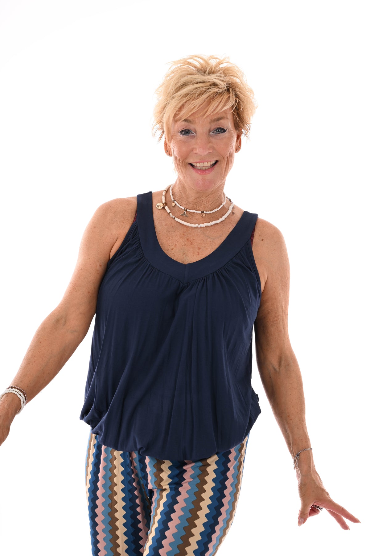 Basic ballon top v-hals marineblauw