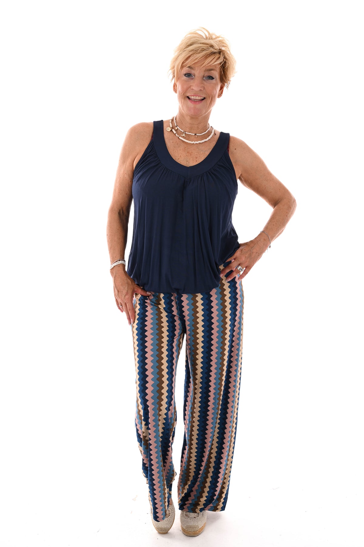 Broek zigzag blauw