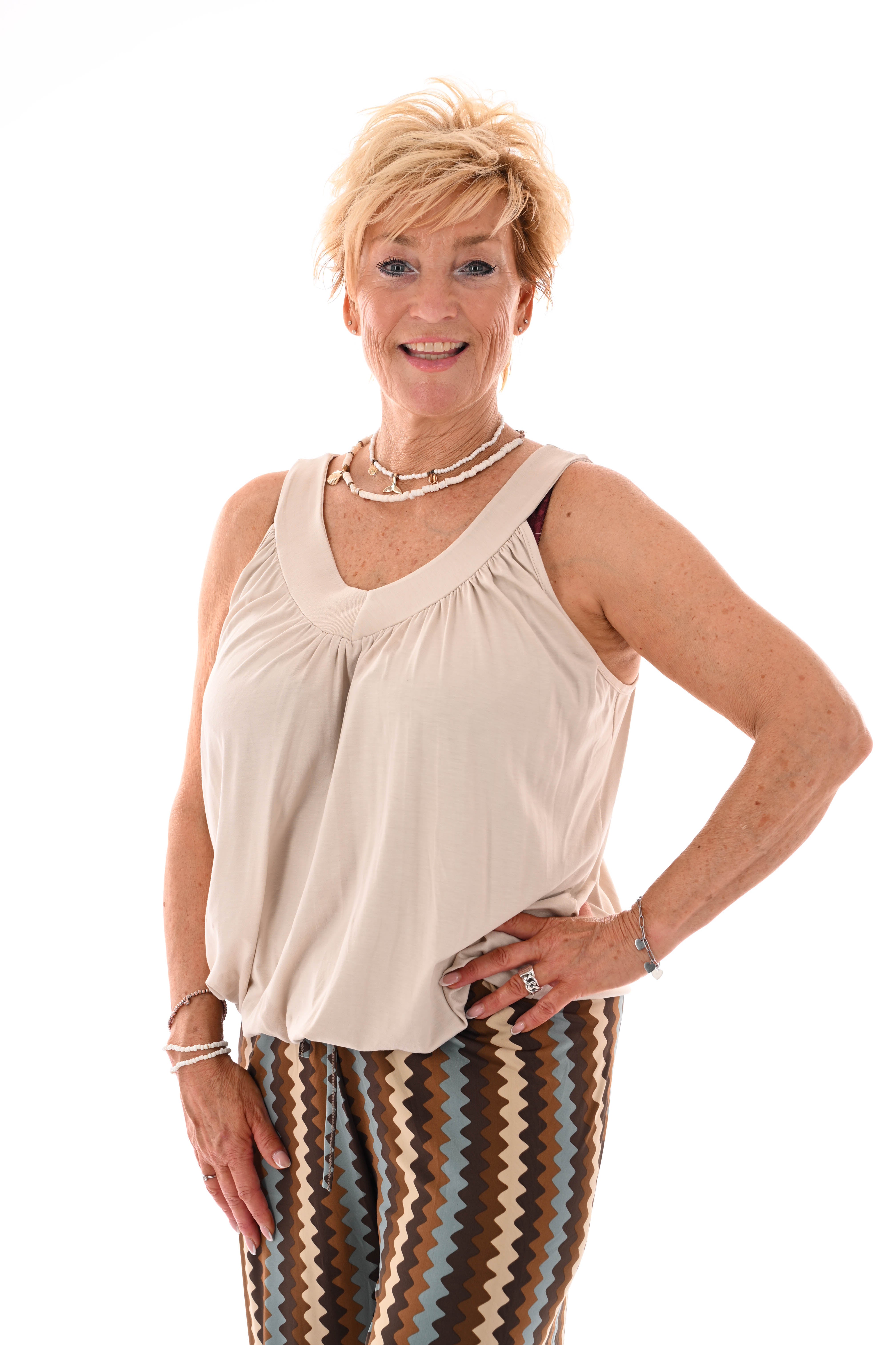 Basic ballon top v-hals beige