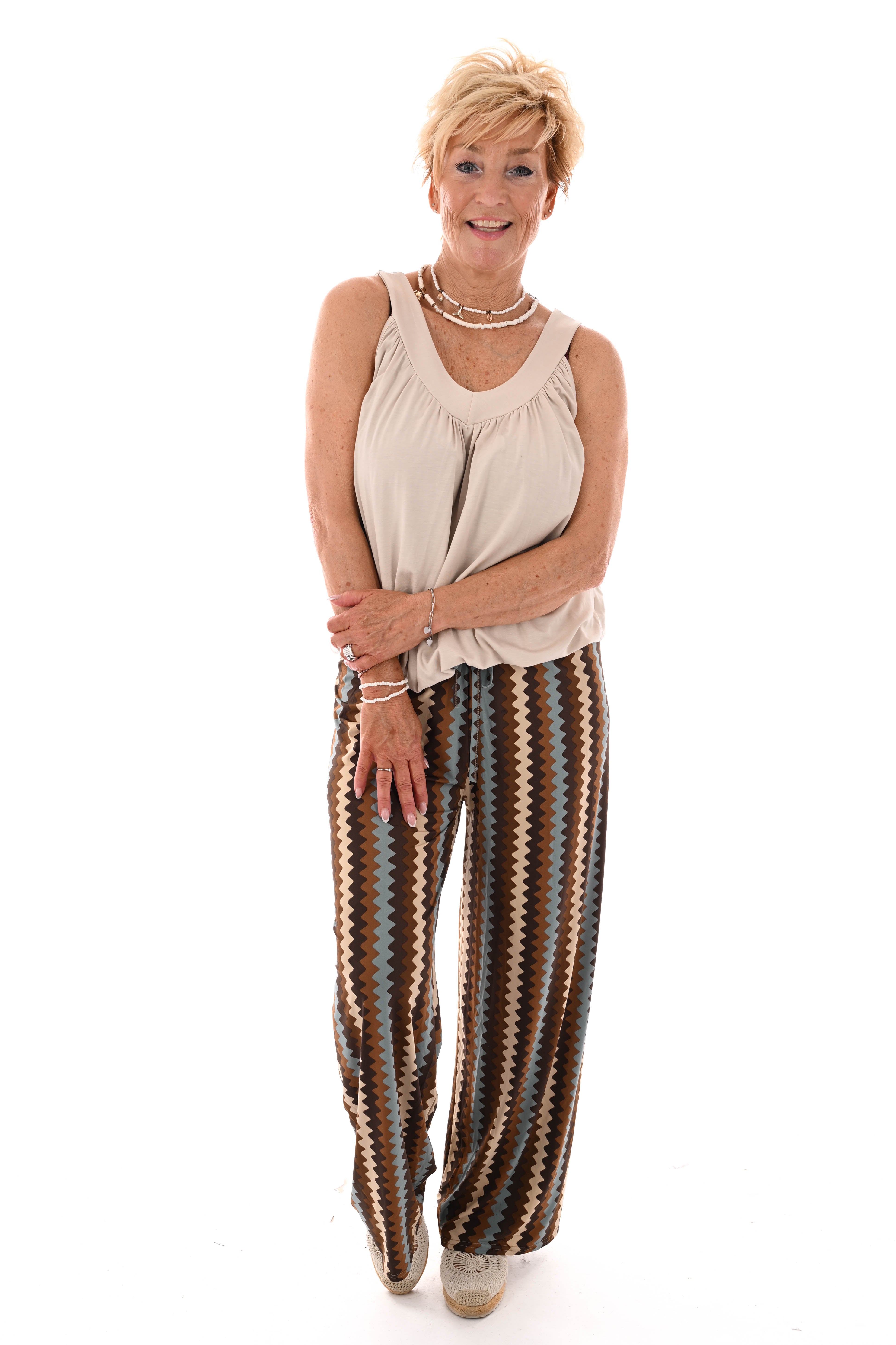 Broek zigzag jeansblauw