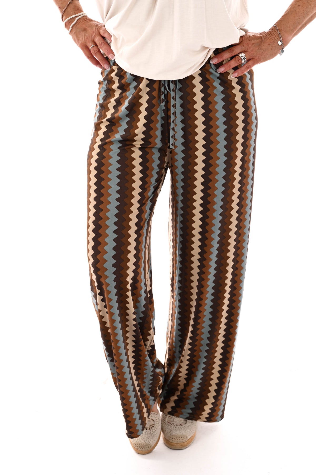 Broek zigzag jeansblauw