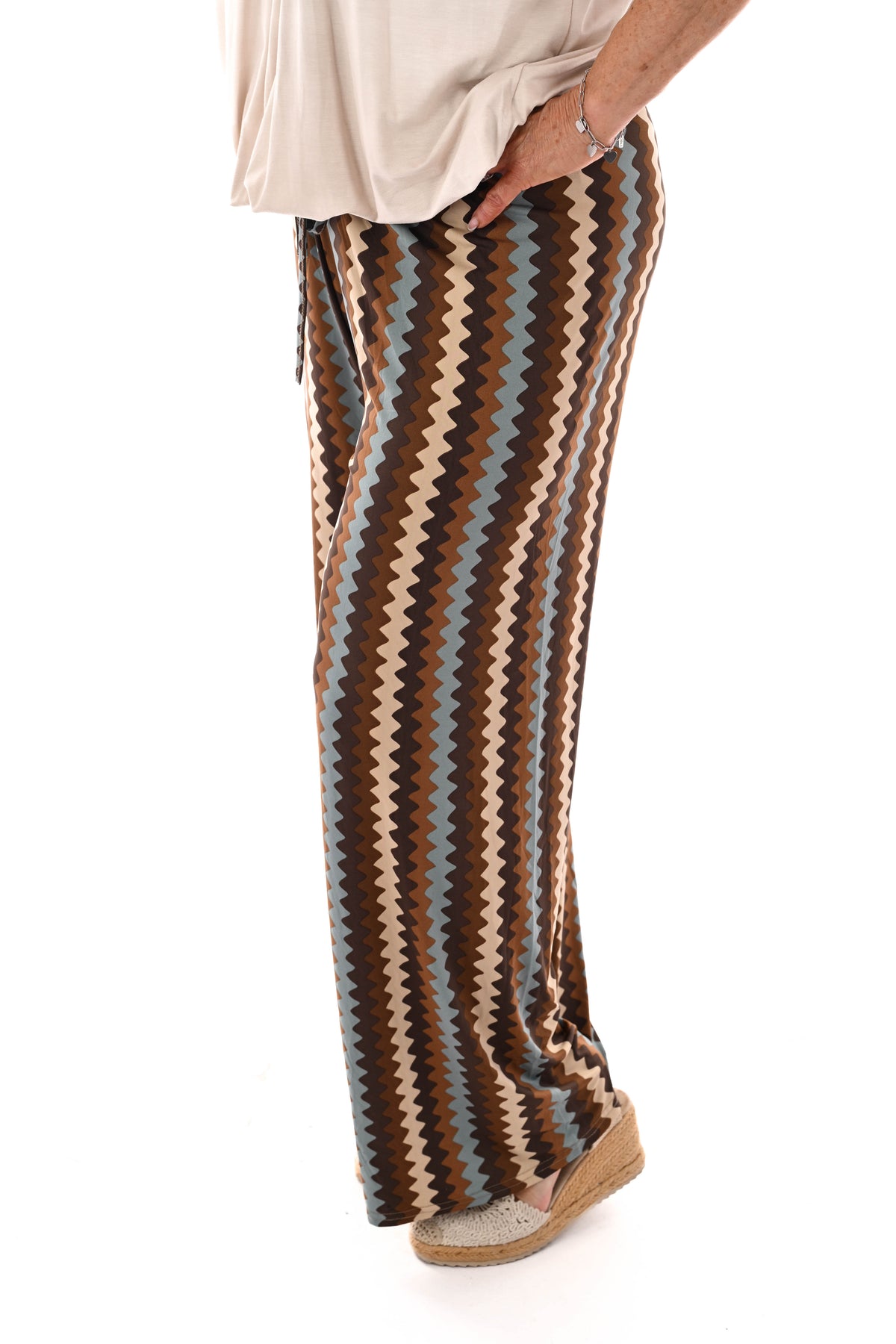 Broek zigzag jeansblauw