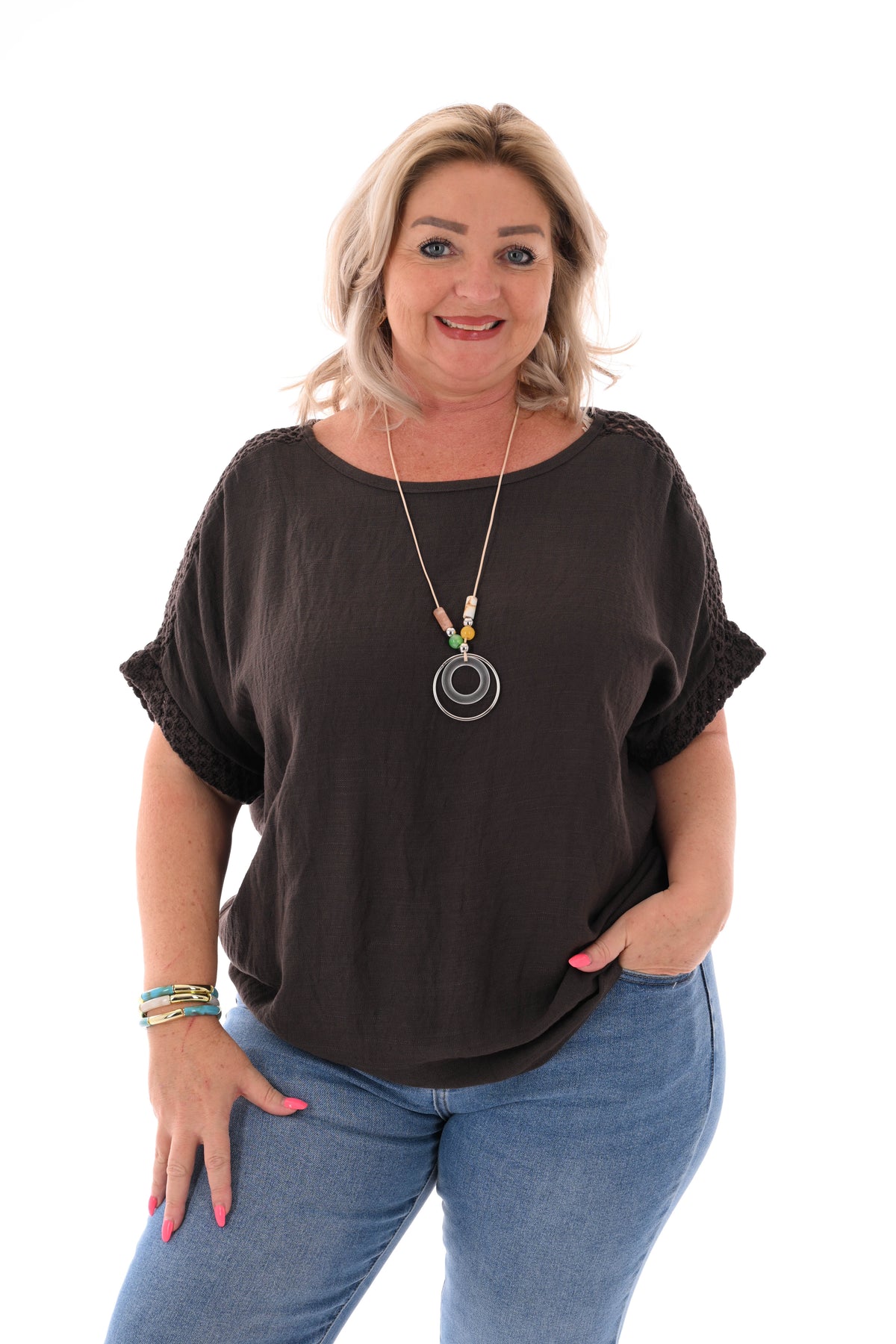 Top gehaakt ketting donkerbruin
