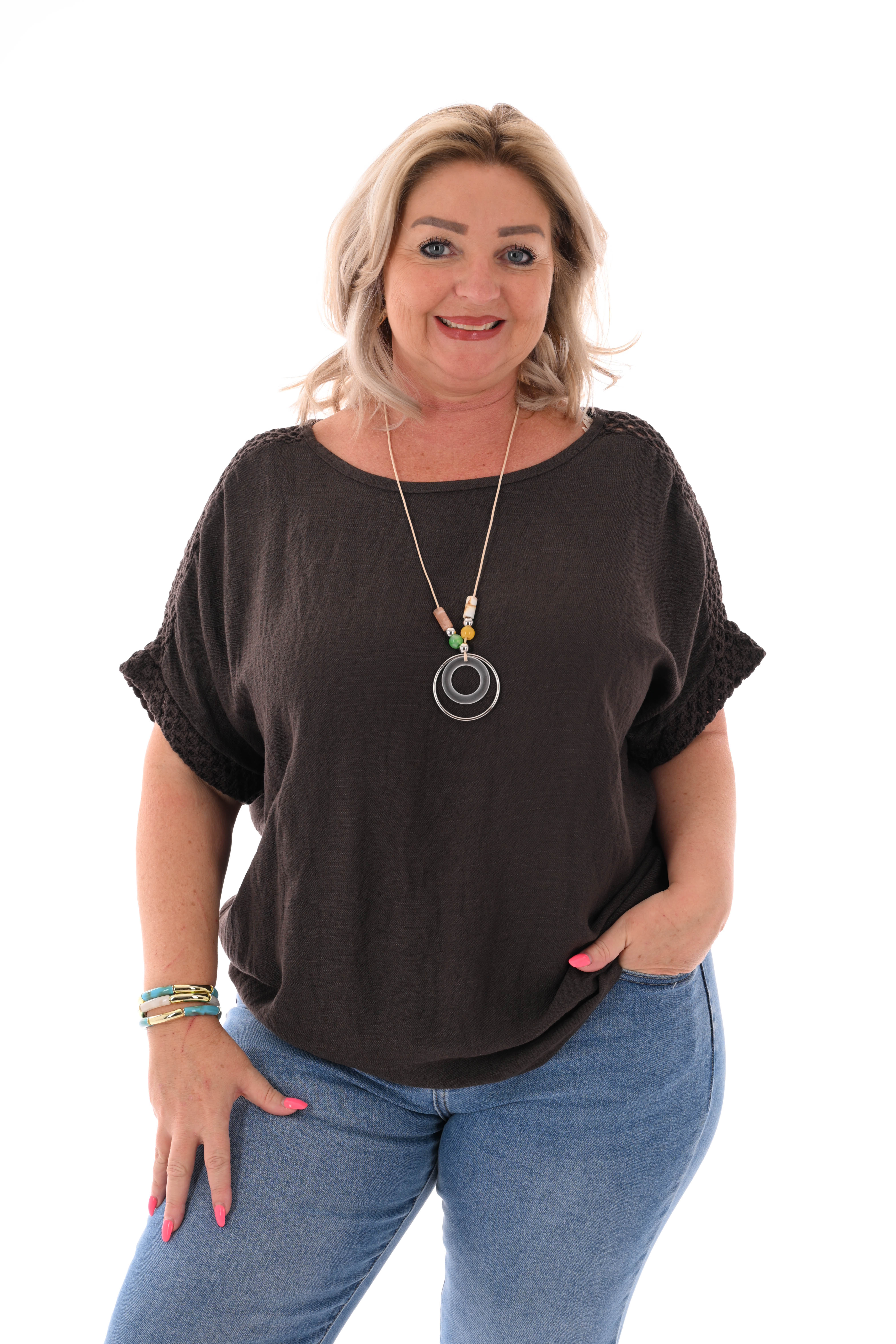 Top gehaakt ketting donkerbruin
