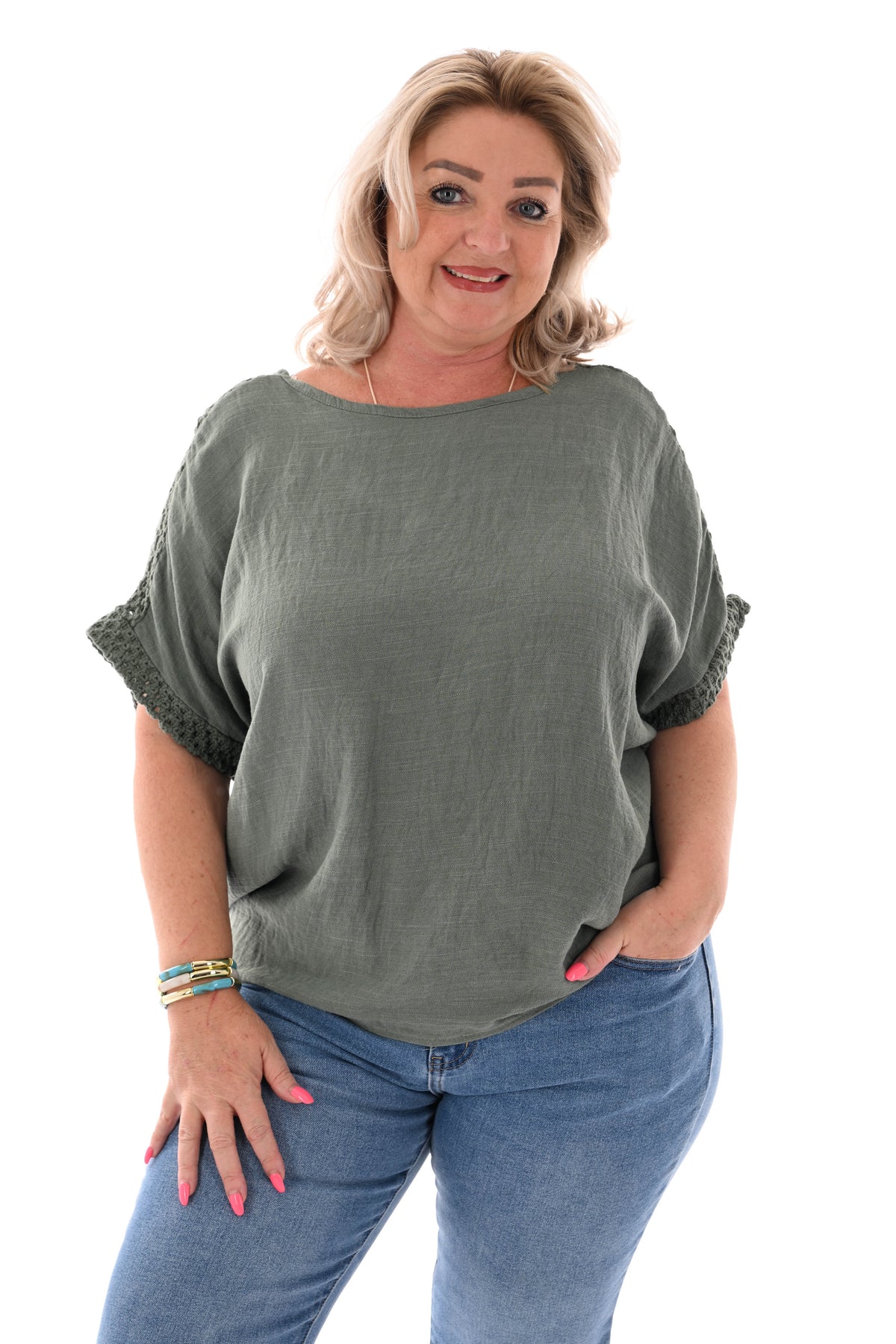 Top gehaakt ketting legergroen