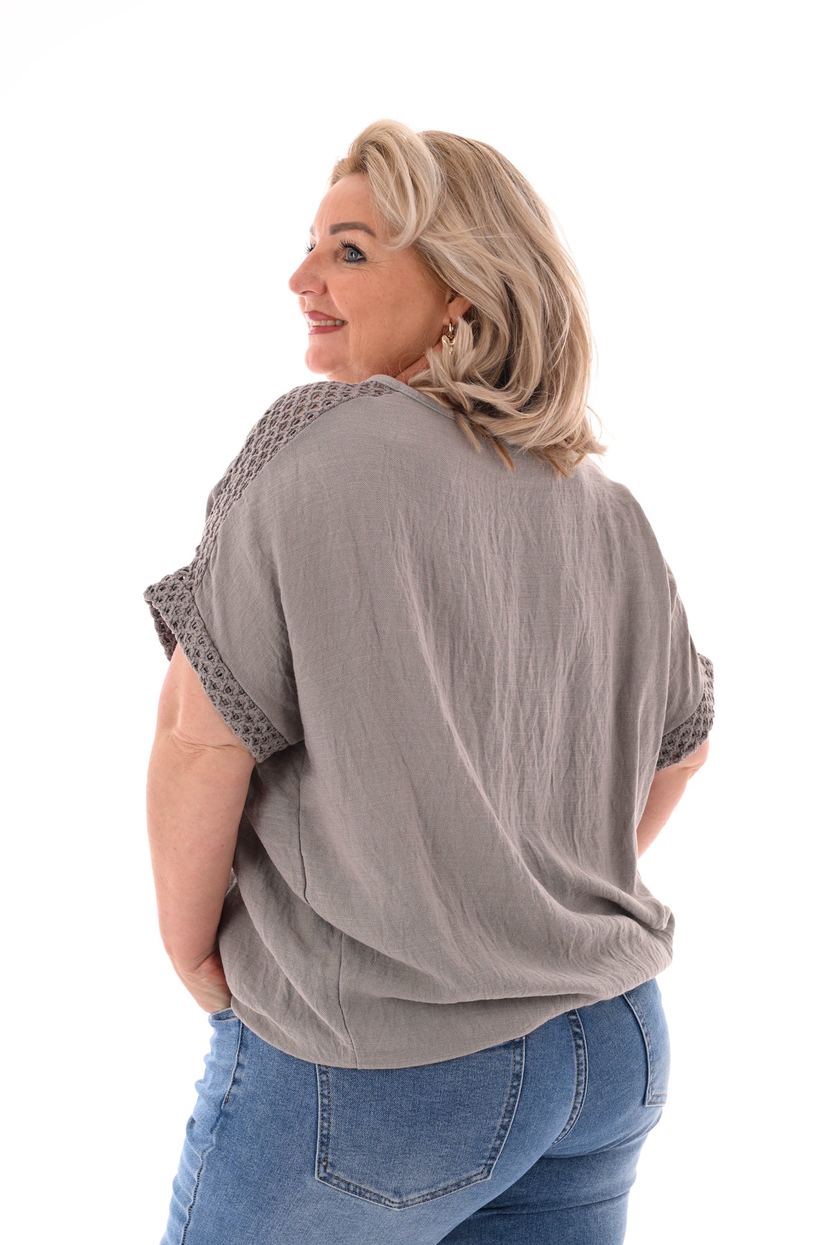 Top gehaakt ketting taupe
