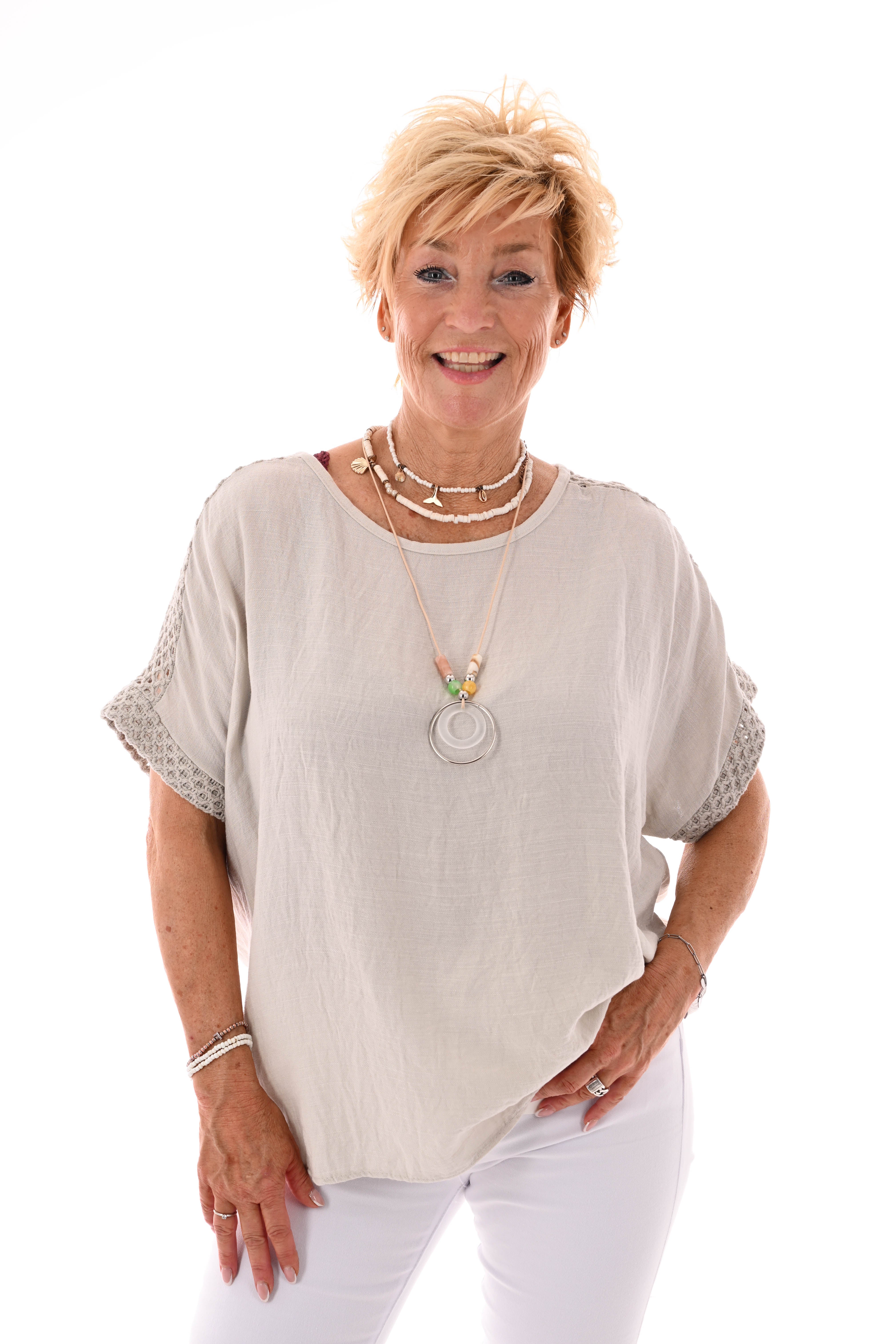 Top gehaakt ketting beige