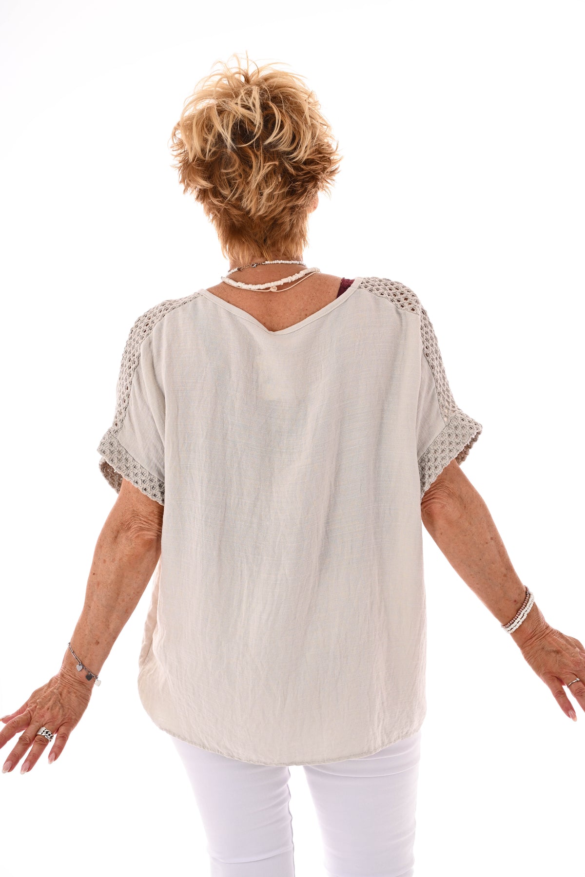 Top gehaakt ketting beige