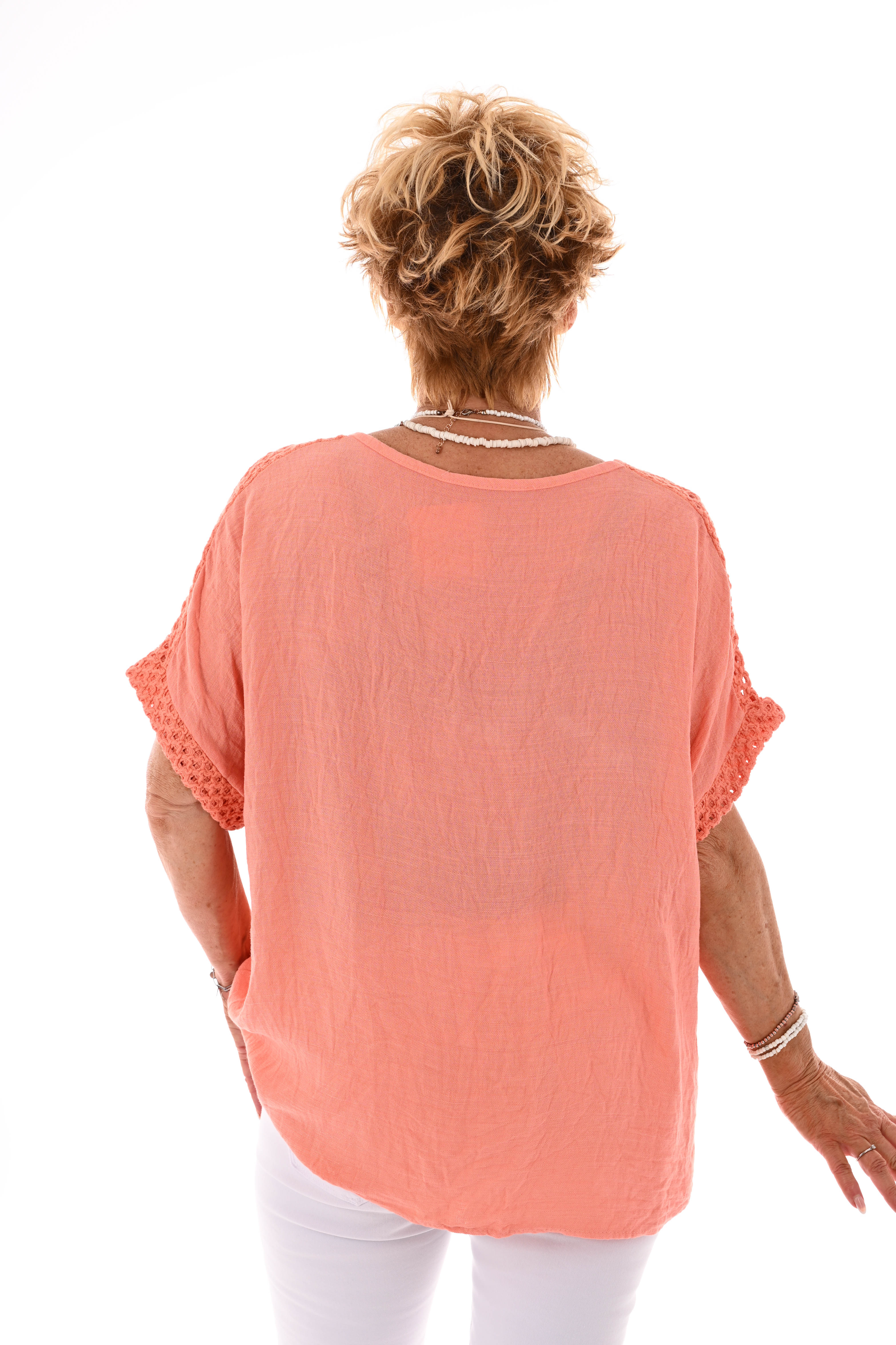 Top gehaakt ketting peach
