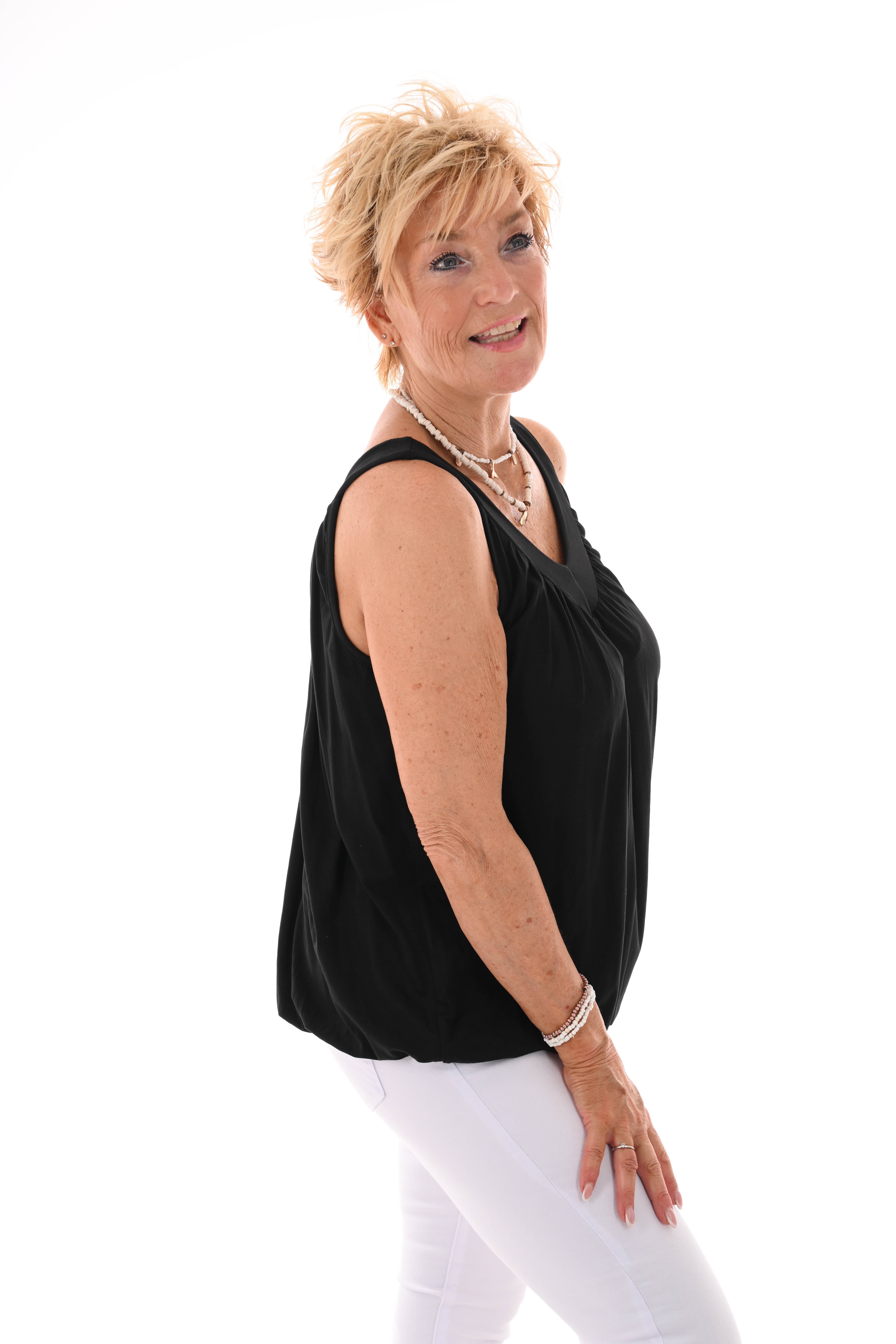 Basic ballon top v-hals zwart