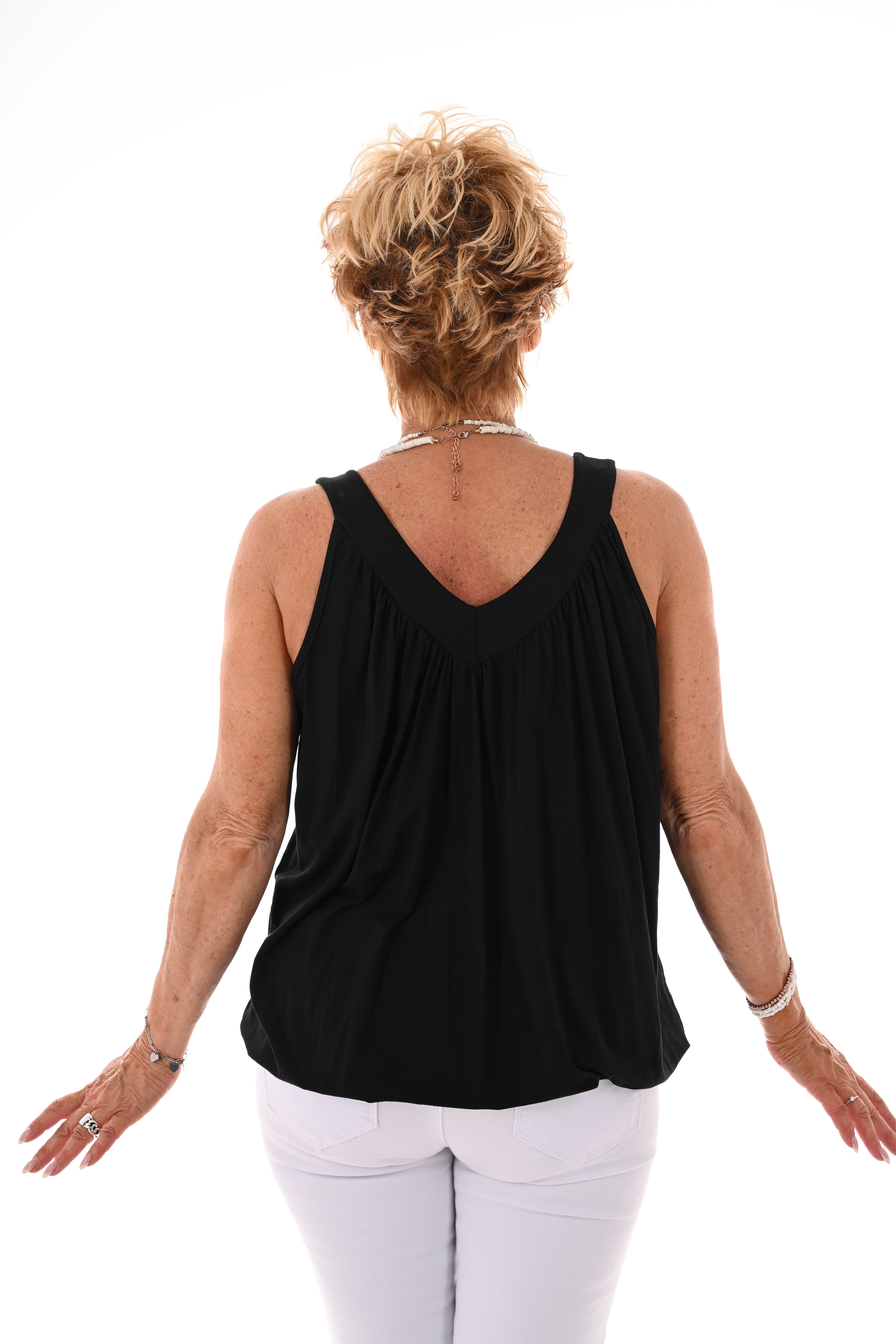 Basic ballon top v-hals zwart