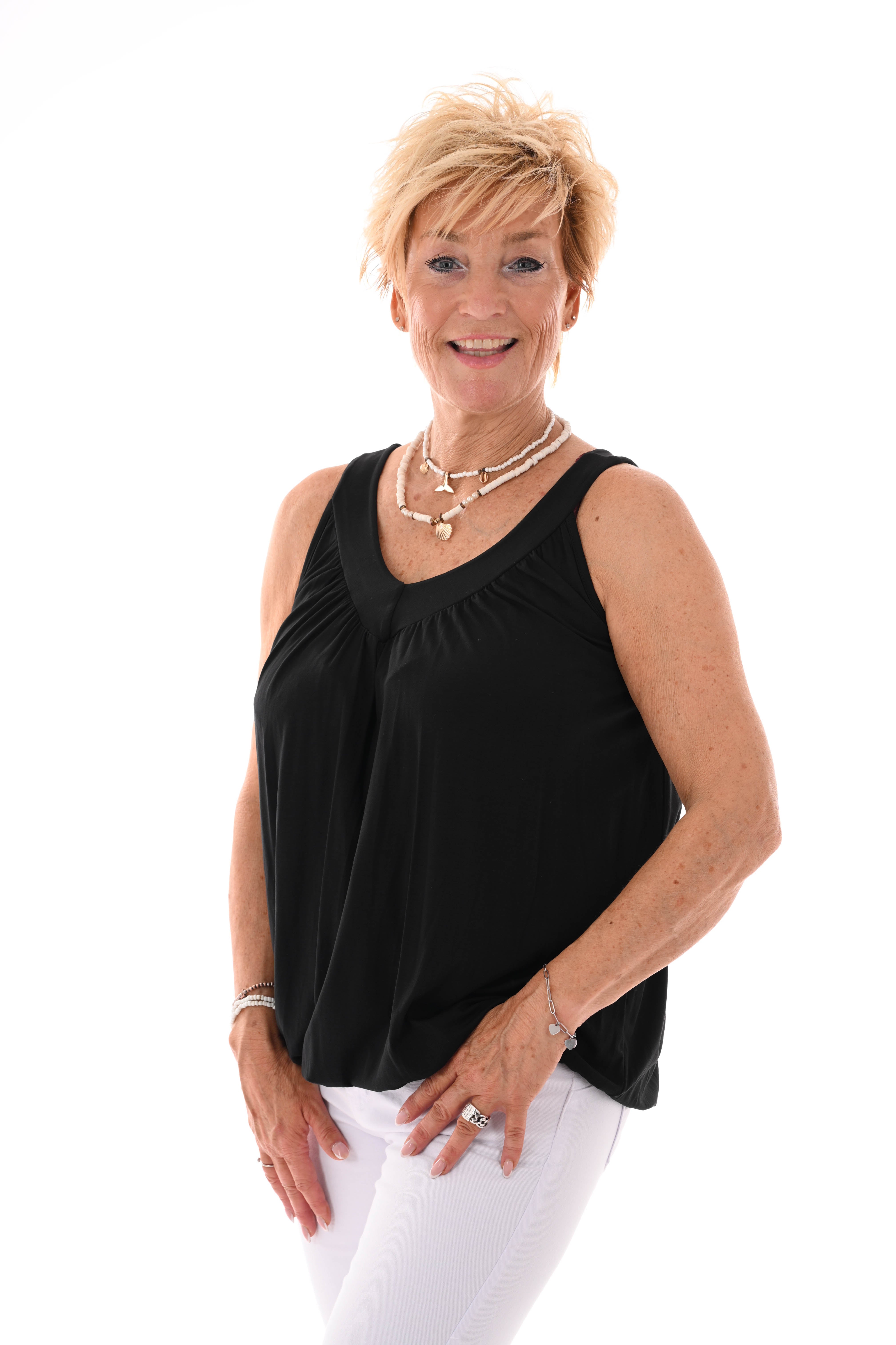 Basic ballon top v-hals zwart