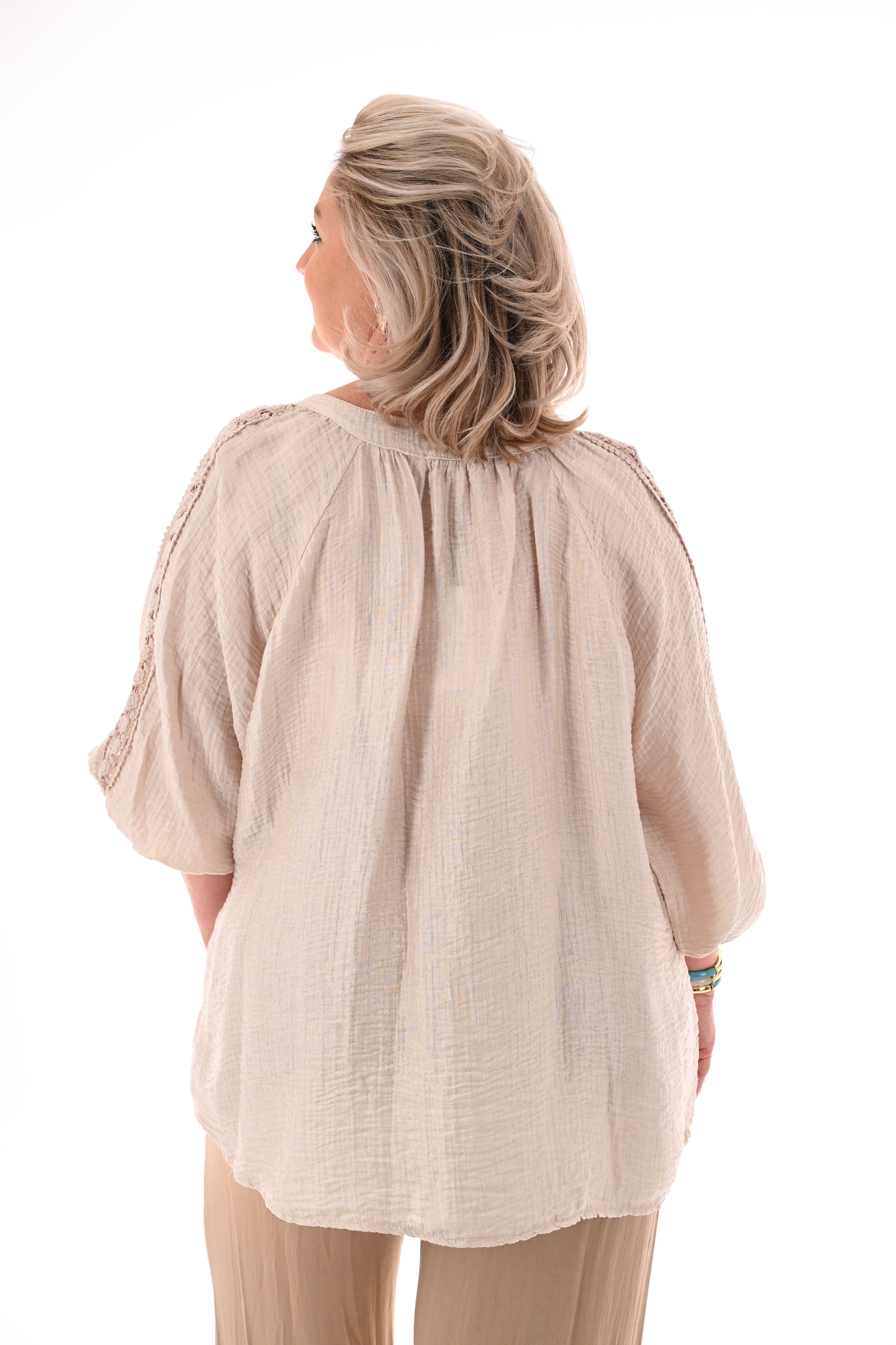 Top ibiza wafel beige