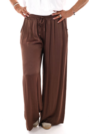 Silky broek brede band bruin