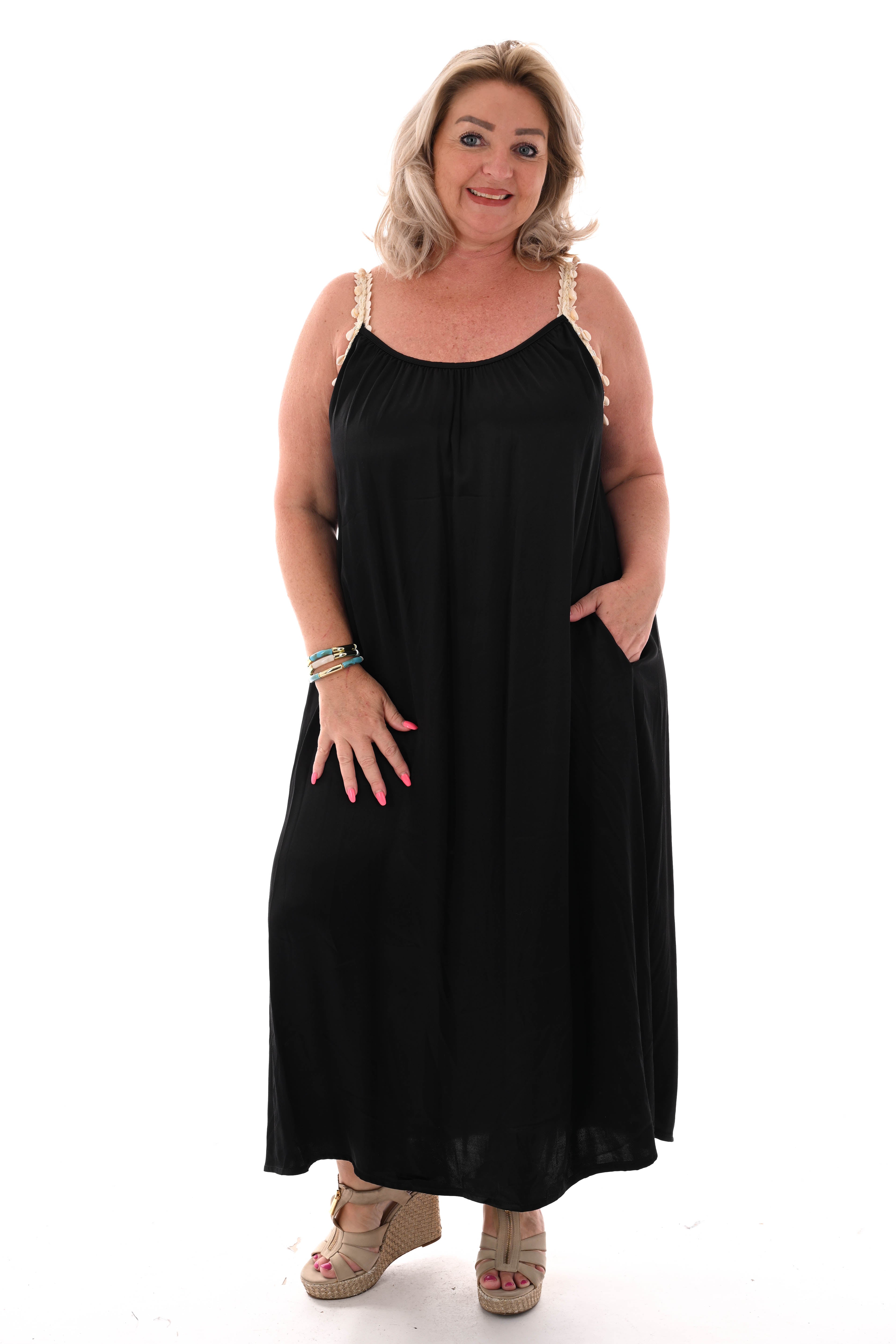 Silky jurk schelpen zwart